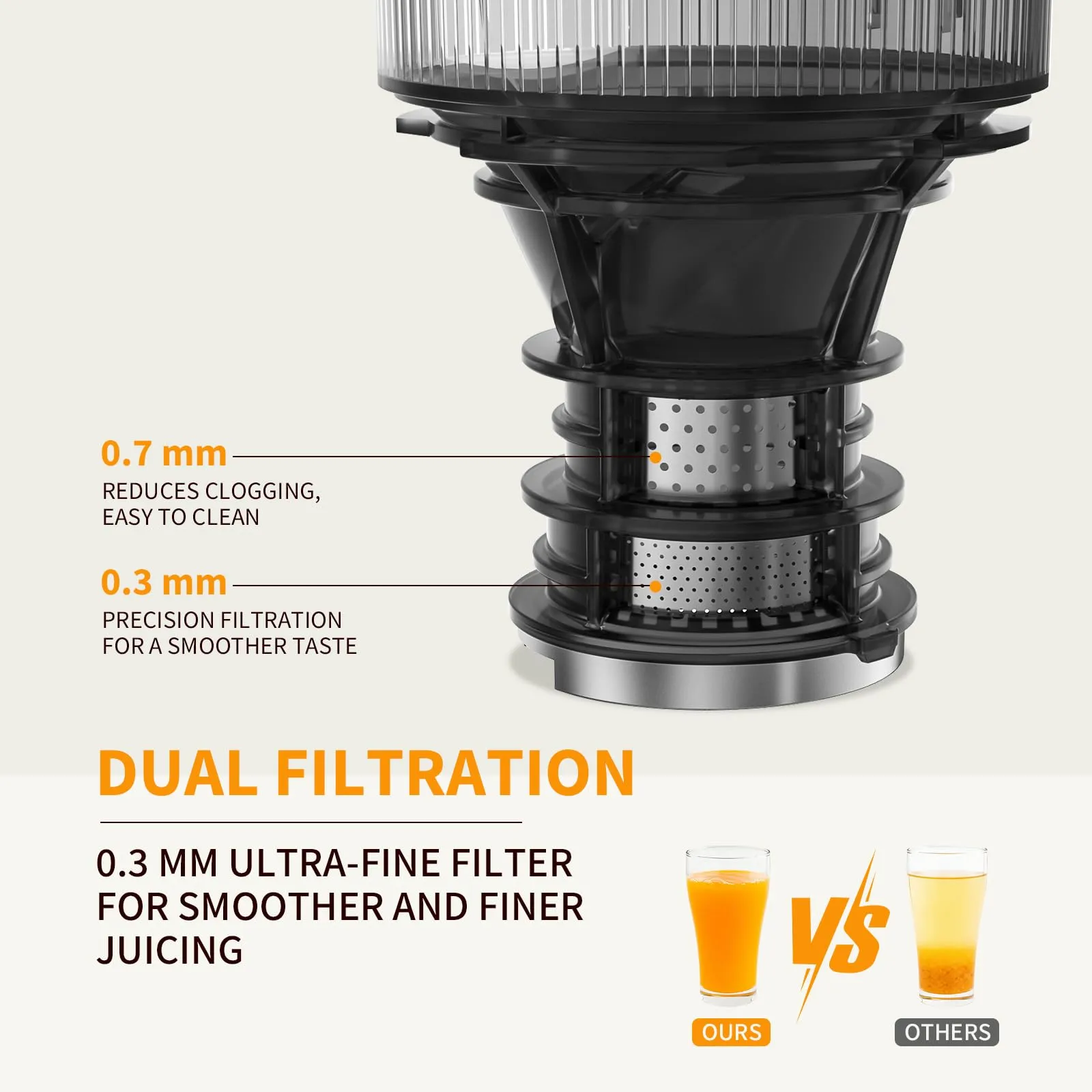 XTKKGFBIR SJ-068 Estrattore di Frutta e Verdura a Freddo, Slow Juicer XL 152mm - immagine 3