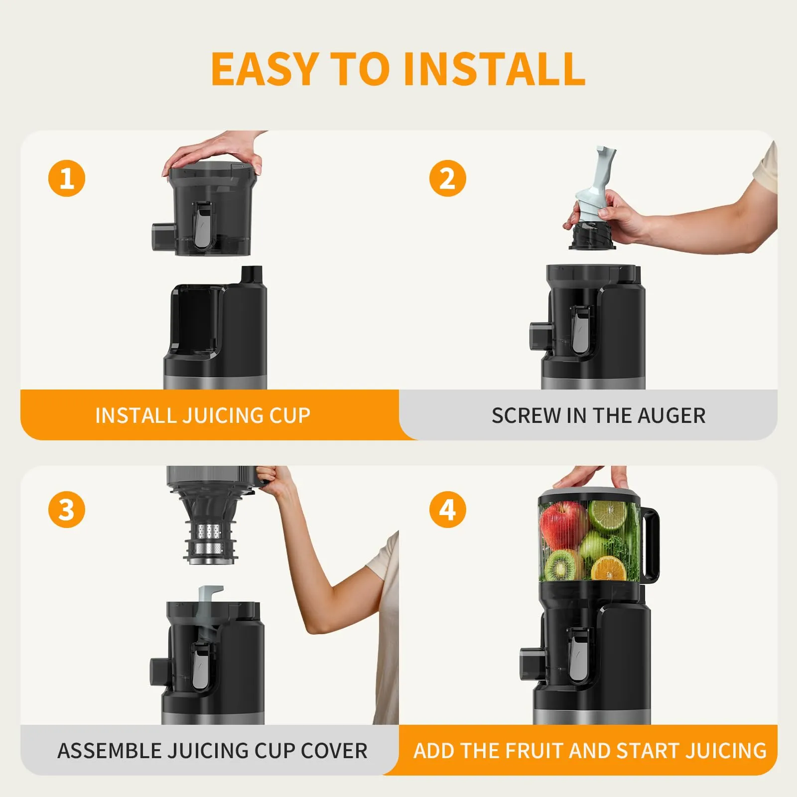 XTKKGFBIR SJ-068 Estrattore di Frutta e Verdura a Freddo, Slow Juicer XL 152mm - immagine 6