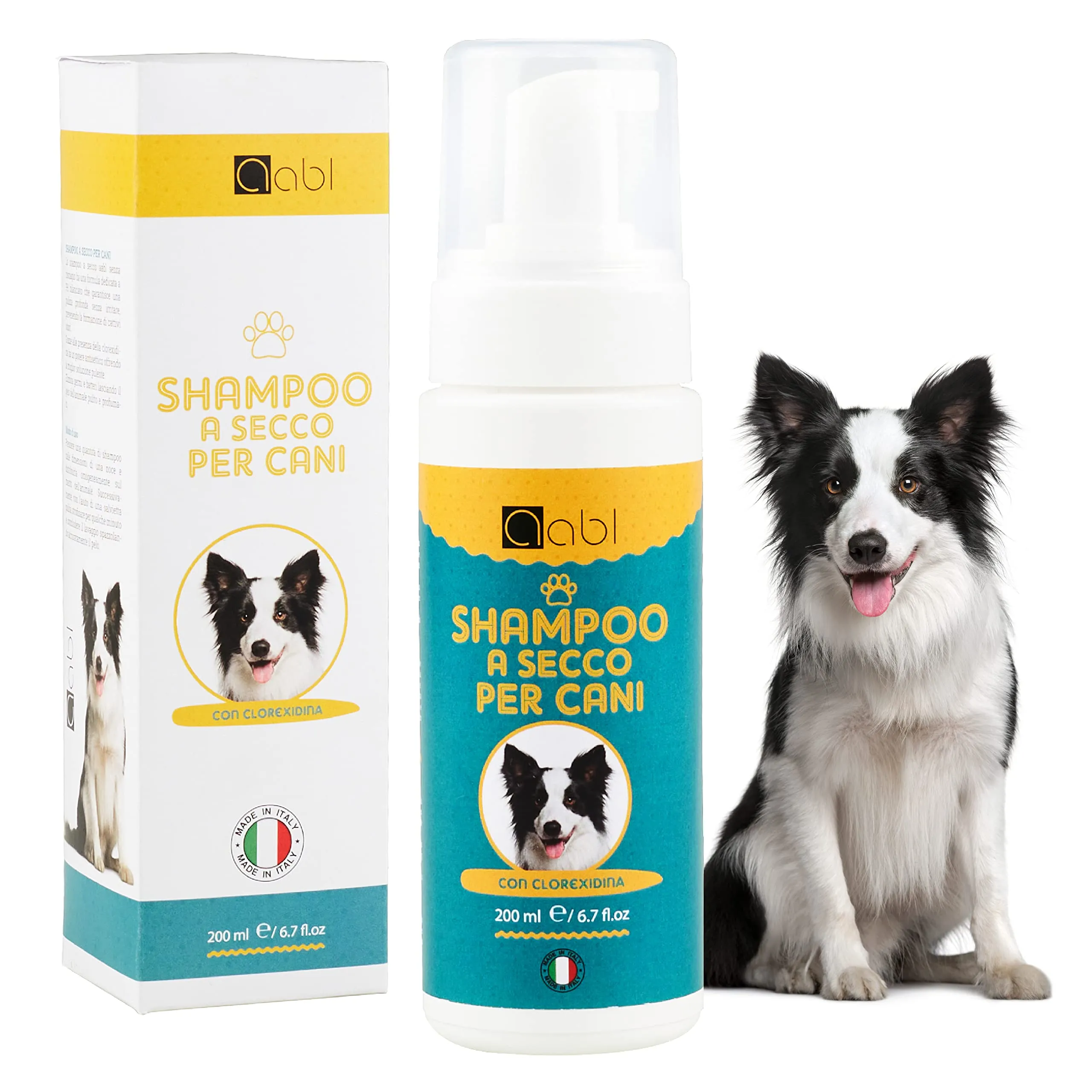 aabl Shampoo Secco per Cani con Clorexidina, Profumo di Talco, 200 ml - immagine 1