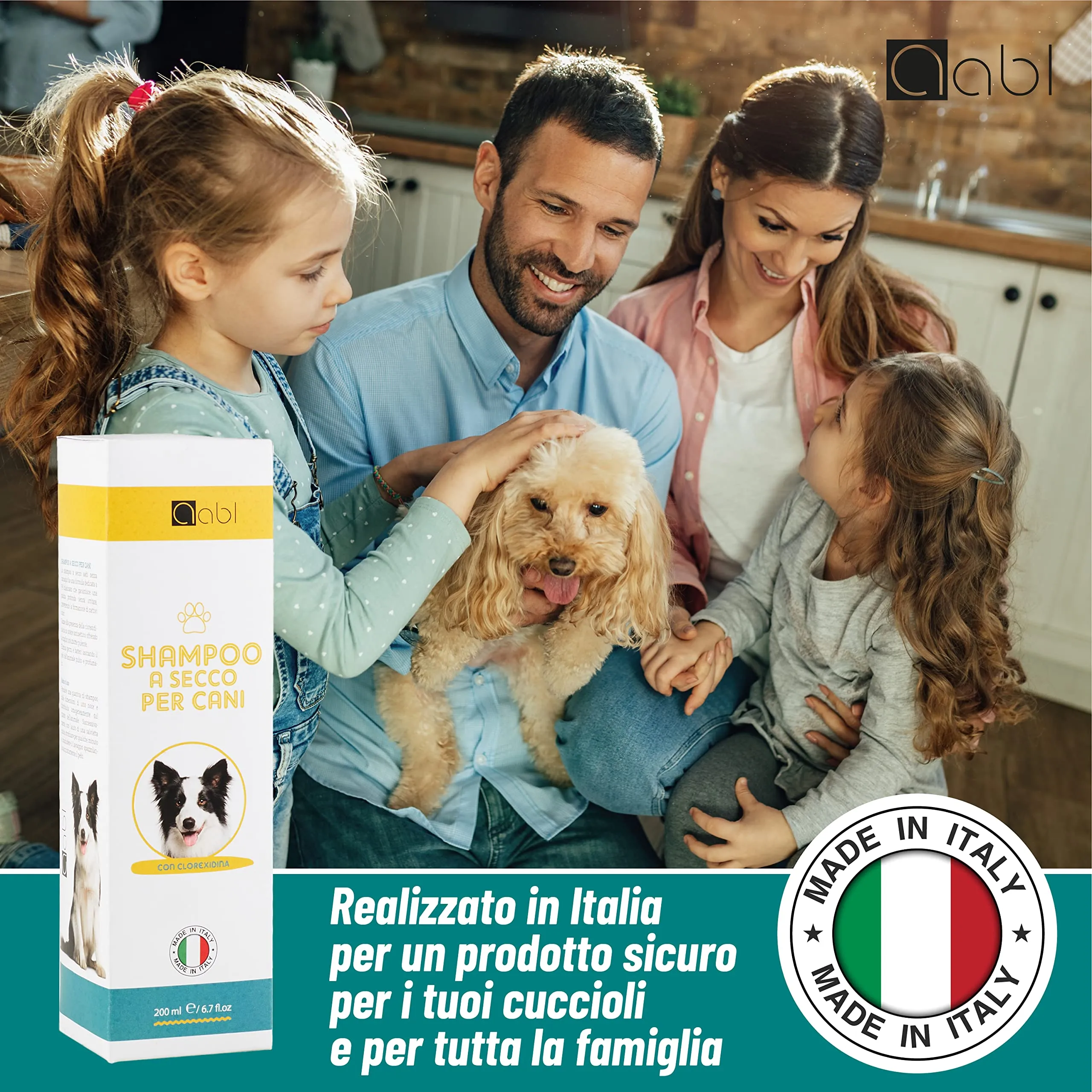 aabl Shampoo Secco per Cani con Clorexidina, Profumo di Talco, 200 ml - immagine 6