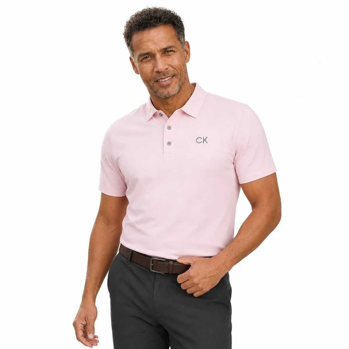 Calvin Klein Central Eco Light Wicking Men's Golf Polo - Baby Pink - M - immagine 6