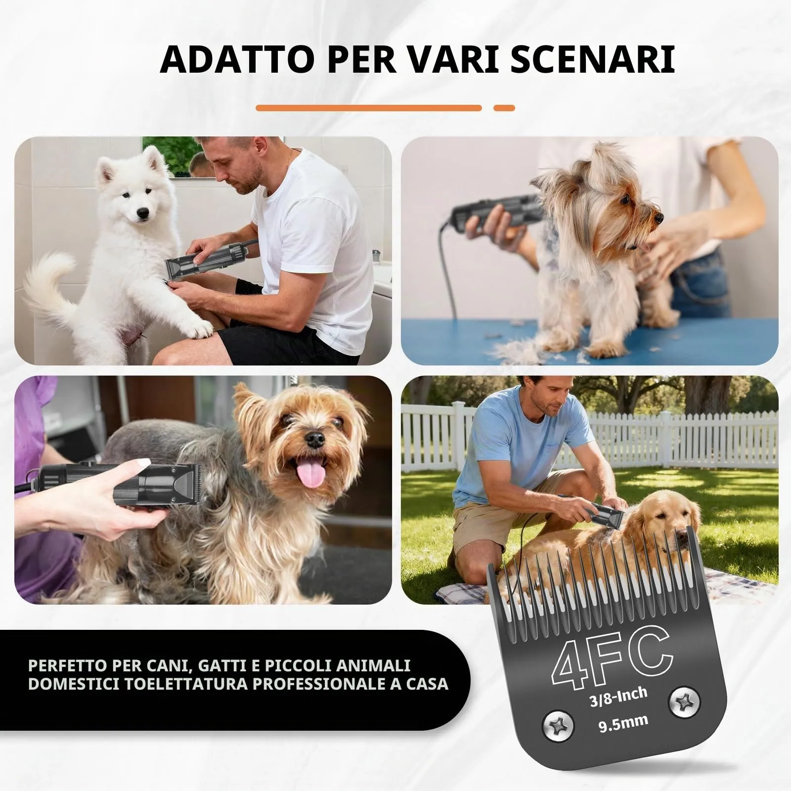 ZATEIRL Lame di Toelettatura 4FC per Cani, Acciaio 3/8 Pollici (9,5 mm), Compatibili con Andis, Oster A5, Wahl KM-10, Moser, Heiniger, Confezione da 3, Nero - immagine 3
