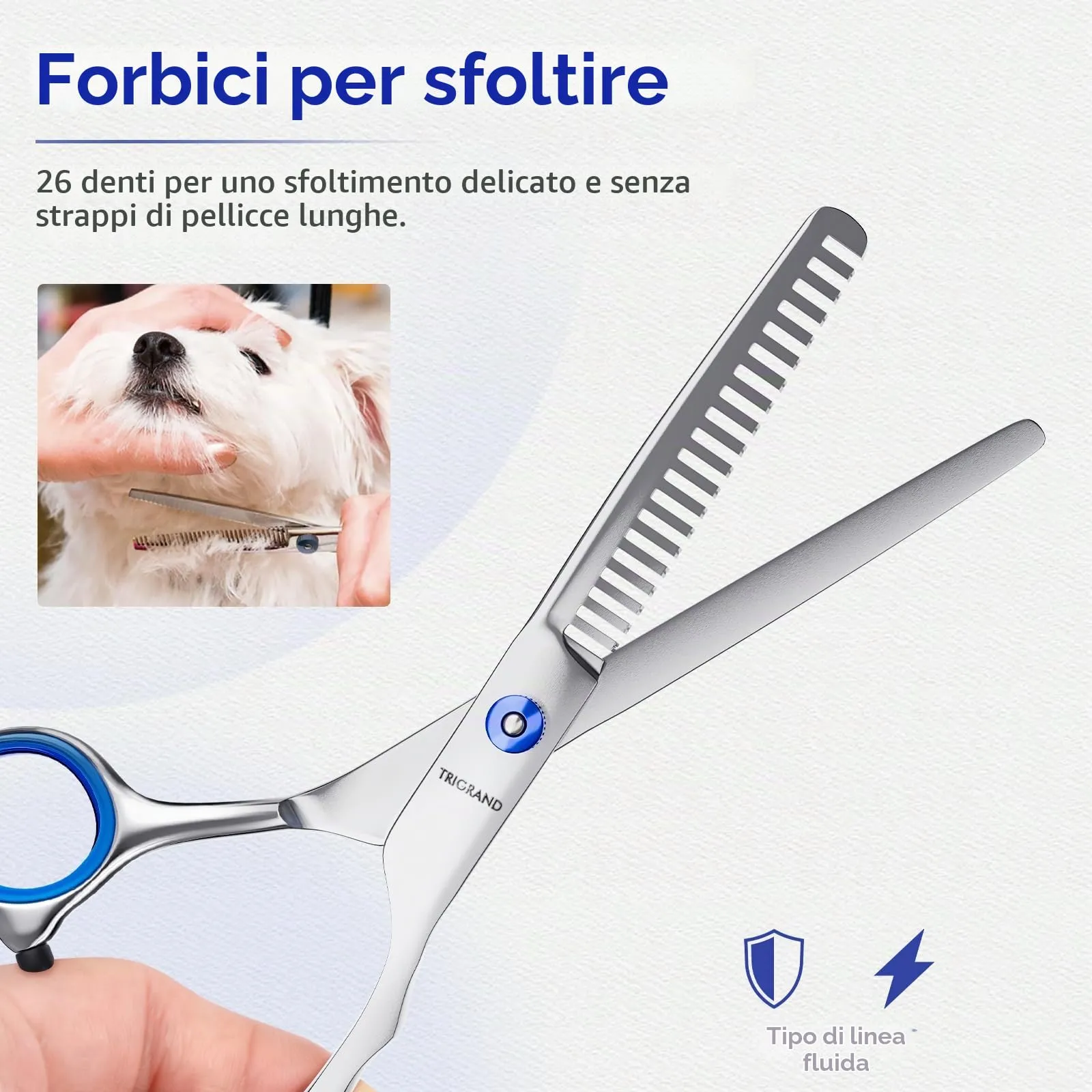 TRIGRAND Set Forbici Toelettatura Cani 5-in-1 con Punte Arrotondate, Rosa - immagine 4