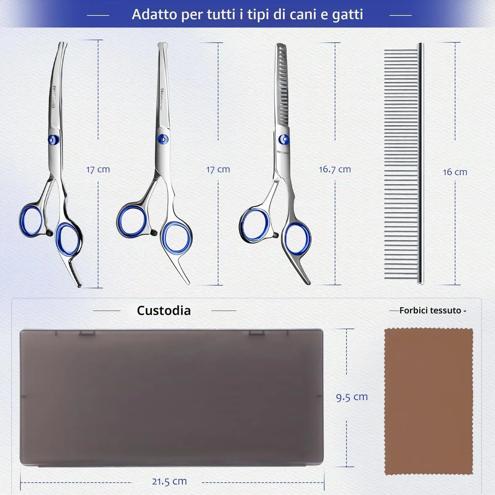 TRIGRAND Set Forbici Toelettatura Cani 5-in-1 con Punte Arrotondate, Rosa - immagine 9