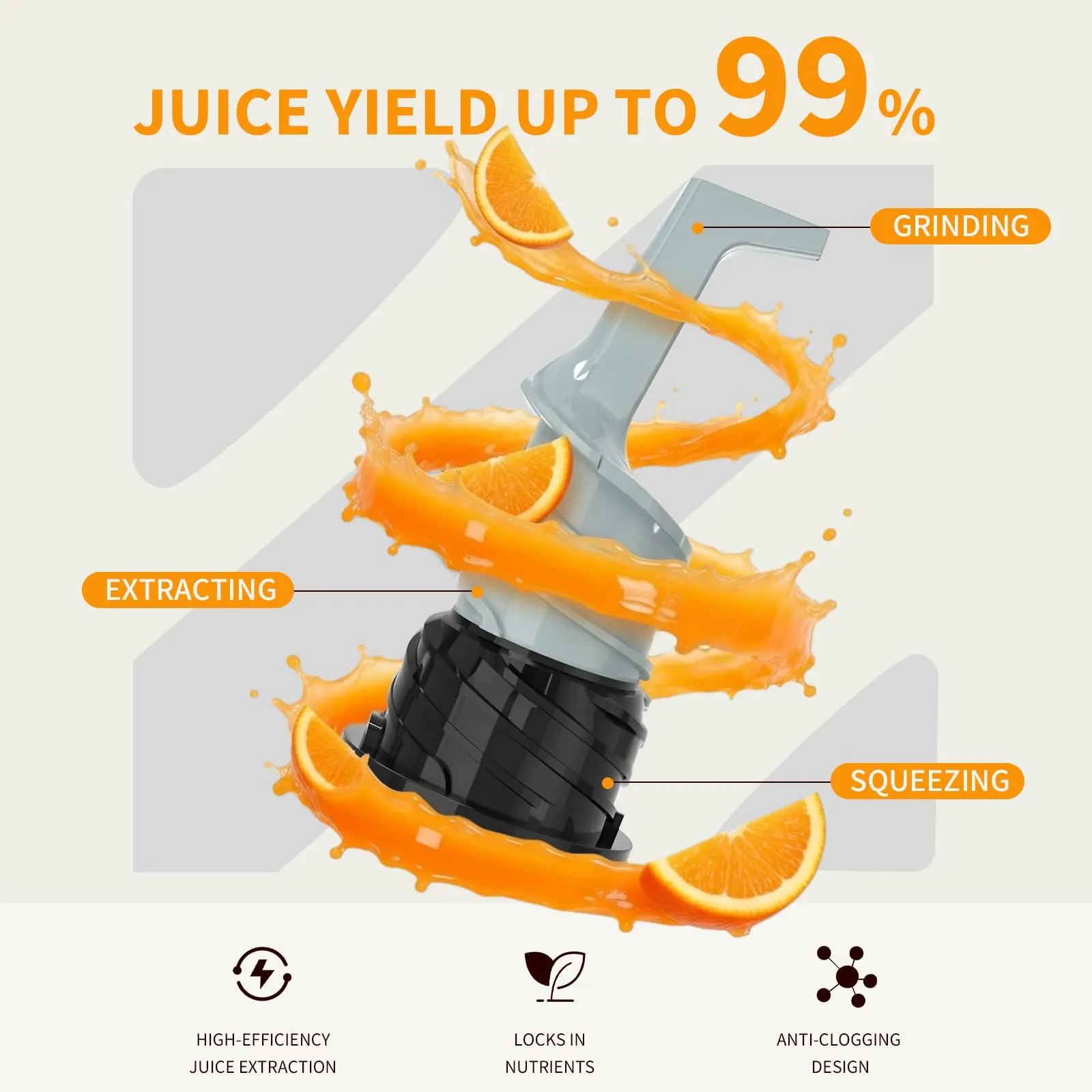 XTKKGFBIR SJ-068 Estrattore di Frutta e Verdura a Freddo, Slow Juicer XL 152mm - immagine 4
