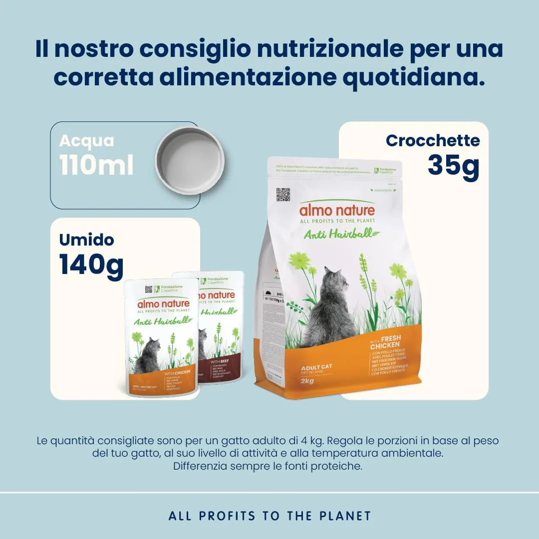 Almo Nature Anti Hairball Crocchette Gatto Adulto con Pollo Fresco, 2kg - immagine 3
