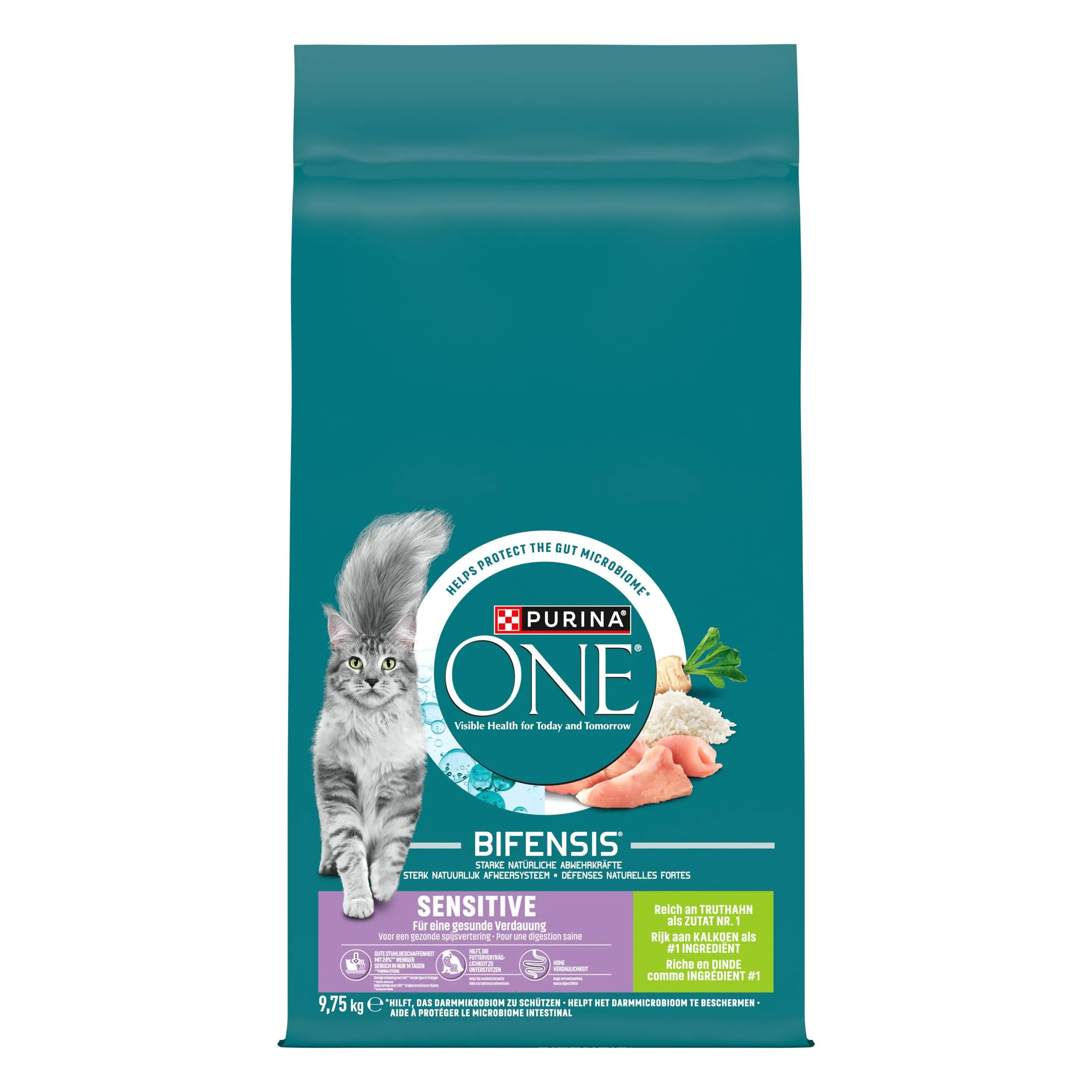 Purina ONE Bifensis Sensitive Crocchette per Gatti Adulti con Tacchino e Riso, 9.75 kg - immagine 1