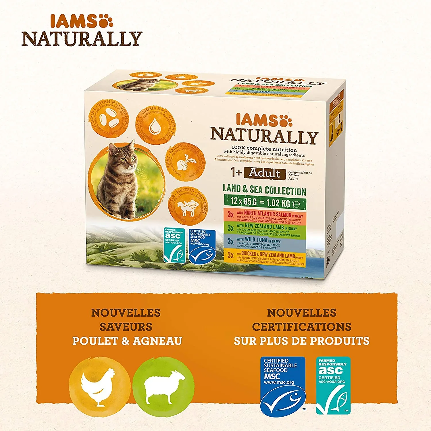 IAMS Naturally Land & Sea Cibo Umido per Gatti in Salsa, 12 x 85 g - immagine 2
