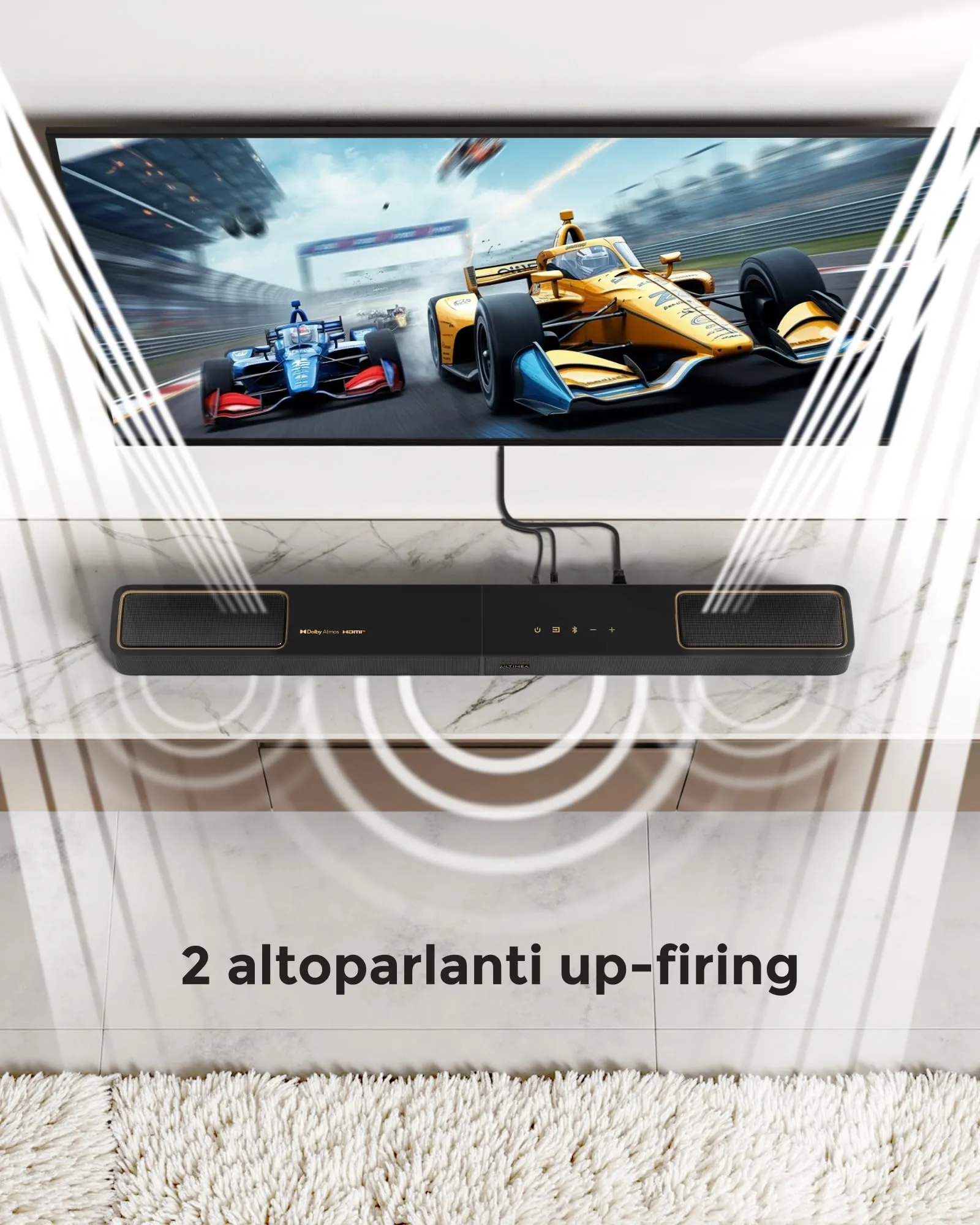 ULTIMEA Skywave F40 Boom Soundbar 5.1.2 con Dolby Atmos, 460W, Subwoofer e Altoparlanti Surround, Bluetooth 5.4, HDMI eARC - immagine 4