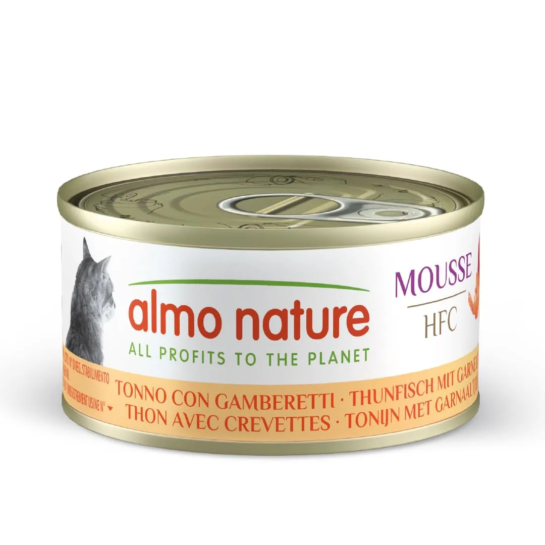 Almo Nature HFC Mousse Alimento Umido per Gatti Tonno con Gamberetti 70g, 24 Confezioni - immagine 1