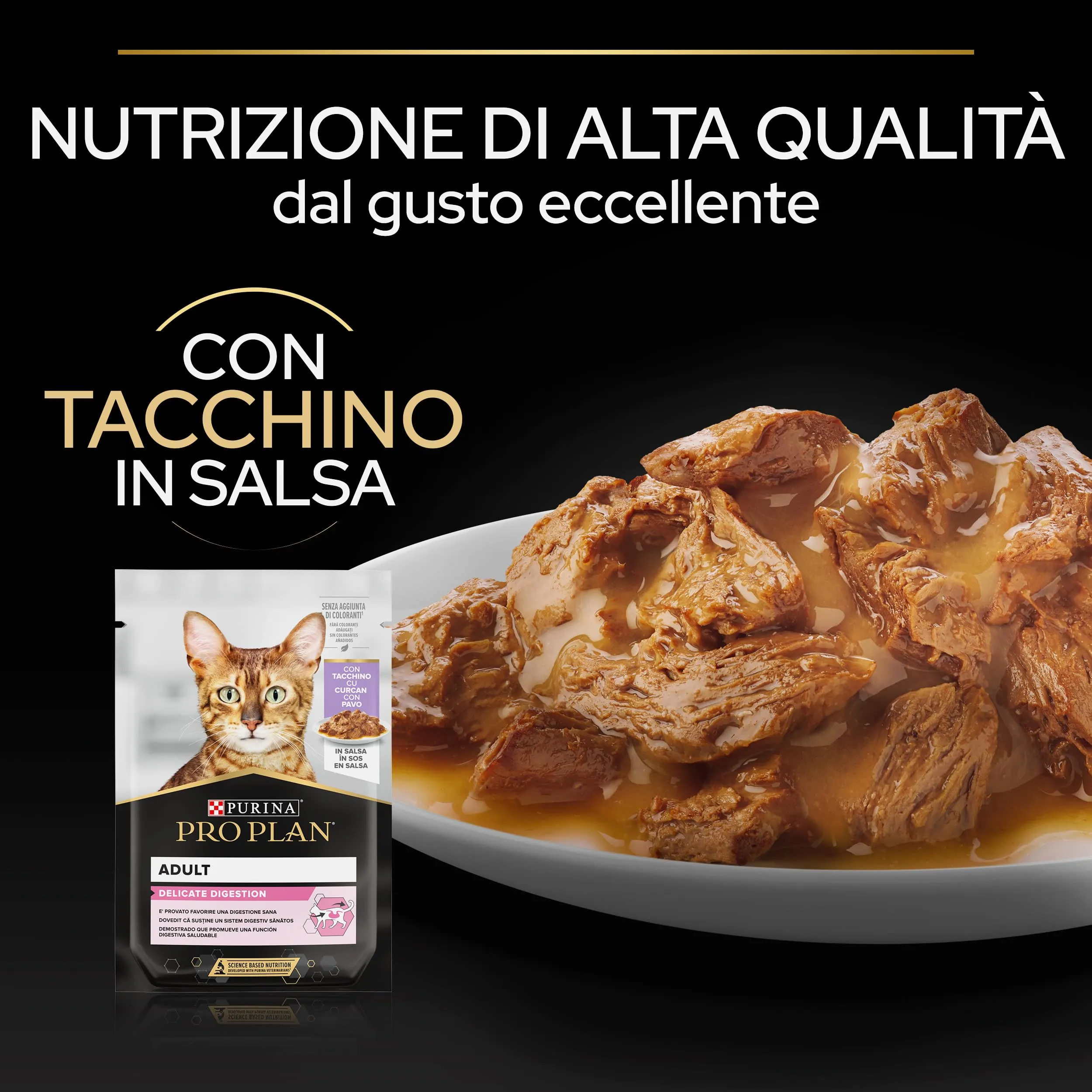 Purina Pro Plan Delicate Digestion Cibo Umido per Gatti Tacchino, 40 Bustine da 85g - immagine 6