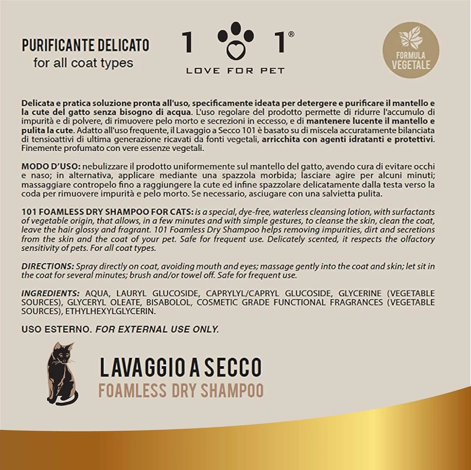 101 love for pet Shampoo a Secco Naturale e Vegetale per Gatto, Linea 101 (100ml) - immagine 6