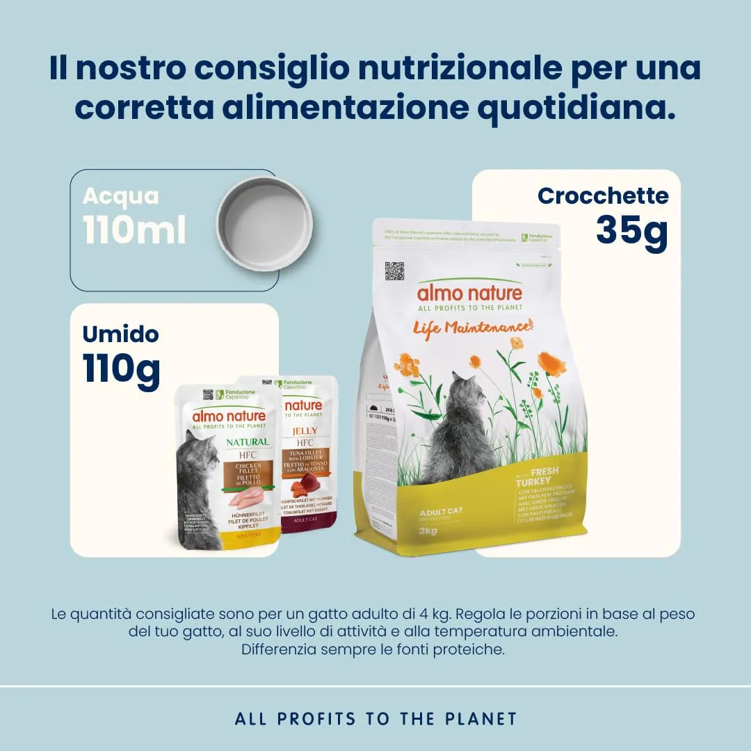 Almo Nature Life Maintenance Crocchette per Gatti Adulti al Tacchino Fresco, 2kg - immagine 3