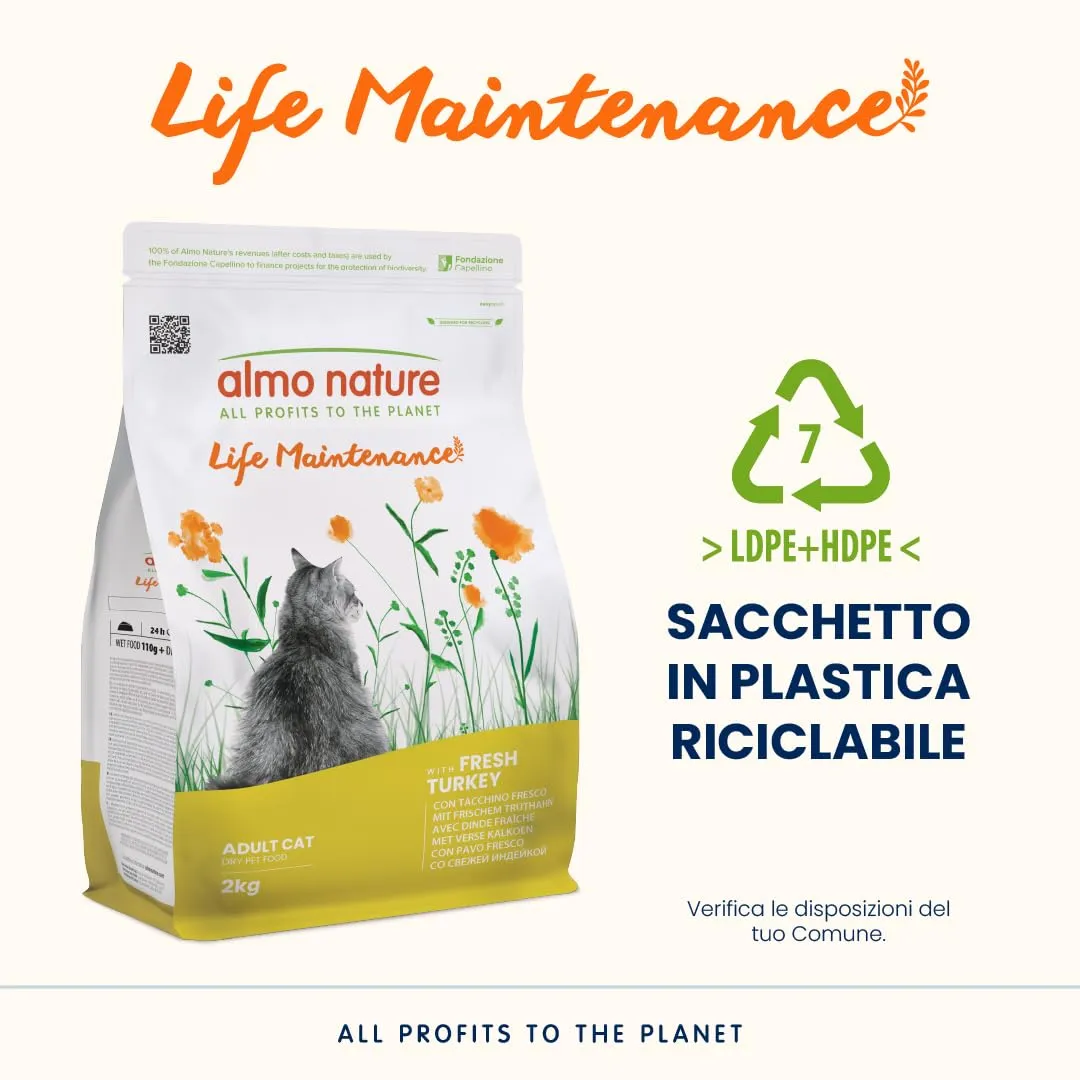 Almo Nature Life Maintenance Crocchette per Gatti Adulti al Tacchino Fresco, 2kg - immagine 4