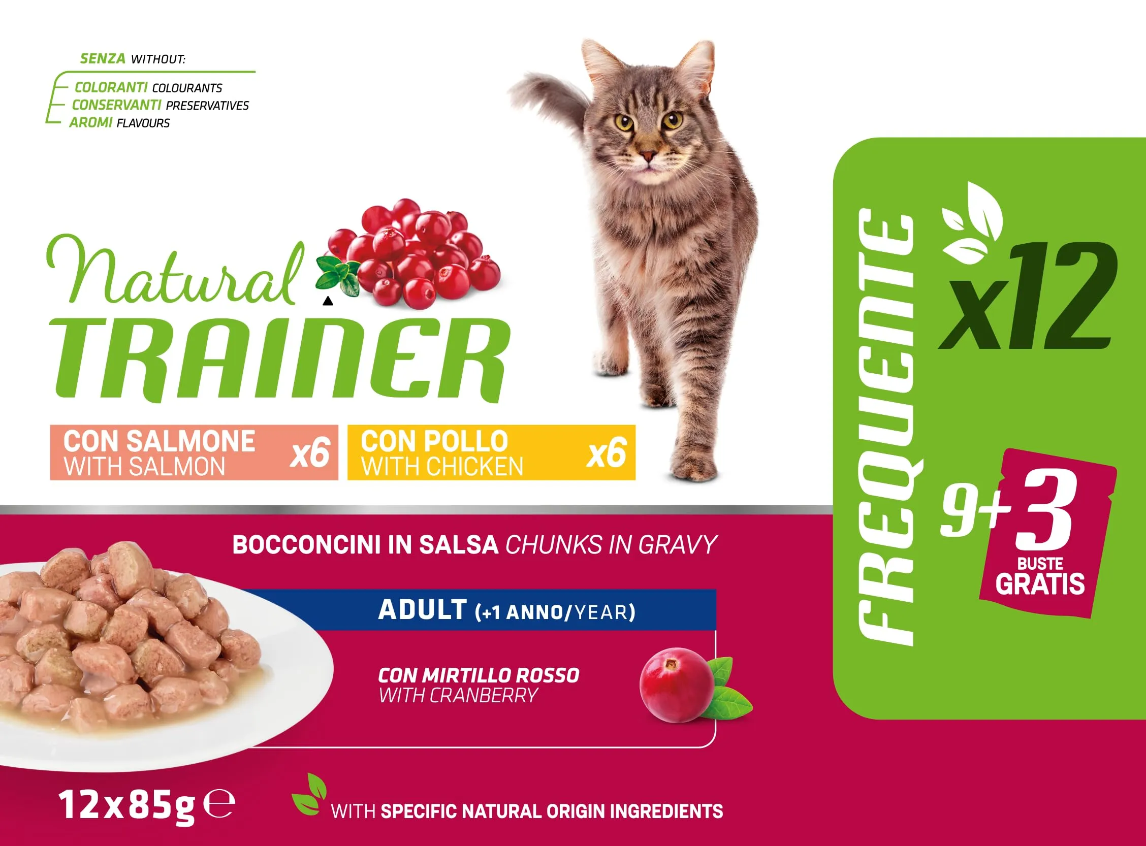 Trainer Natural Cibo Umido per Gatti Adulti Multipack Pollo & Salmone 12 x 85 g - immagine 2