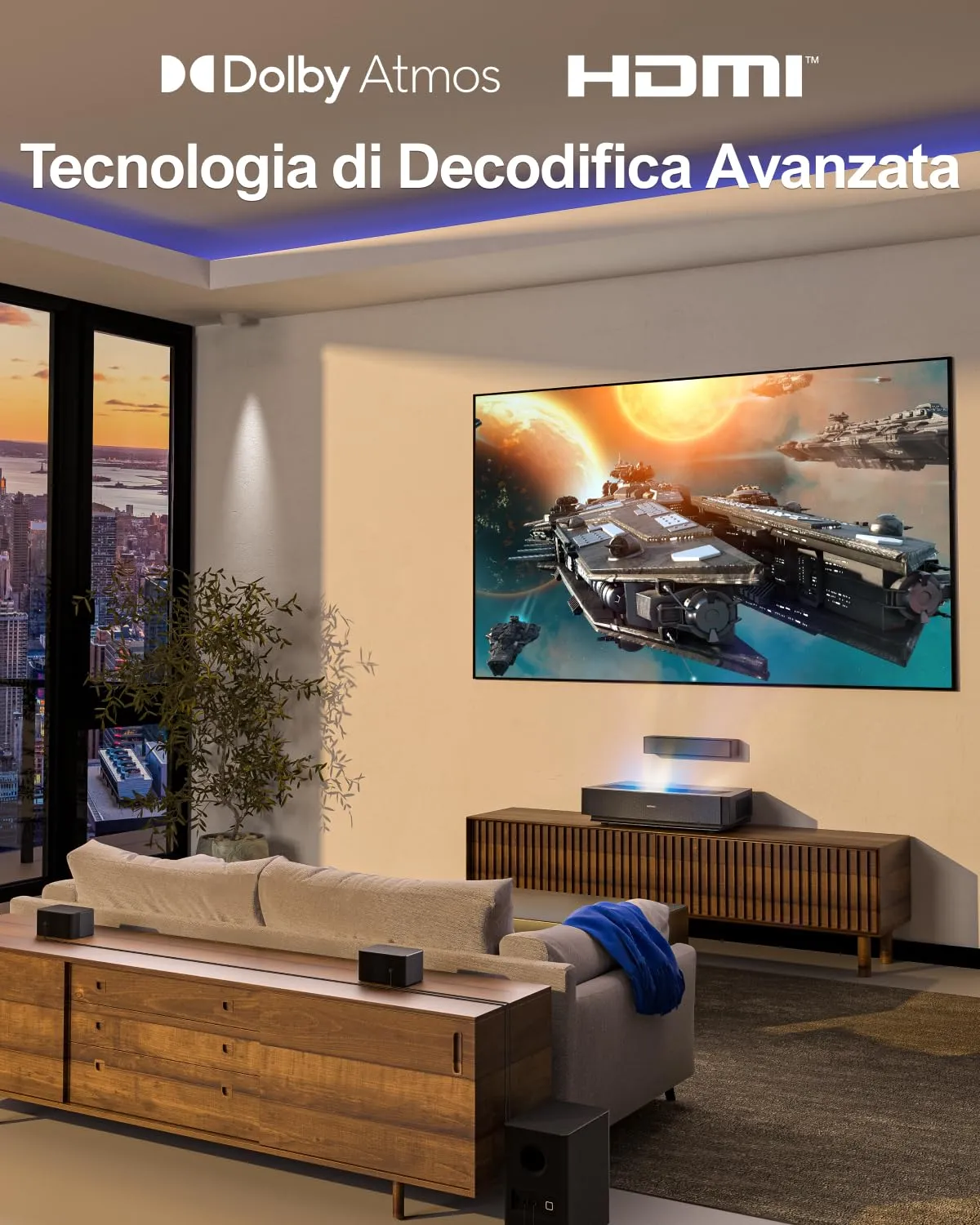 ULTIMEA Poseidon D60 Soundbar 5.1 Canali, Dolby Atmos, Subwoofer Wireless, 410W, HDMI-eARC - immagine 5