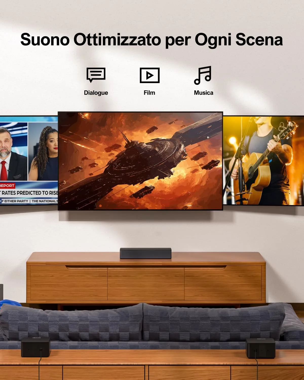 ULTIMEA Poseidon D60 Soundbar 5.1 Canali, Dolby Atmos, Subwoofer Wireless, 410W, HDMI-eARC - immagine 7