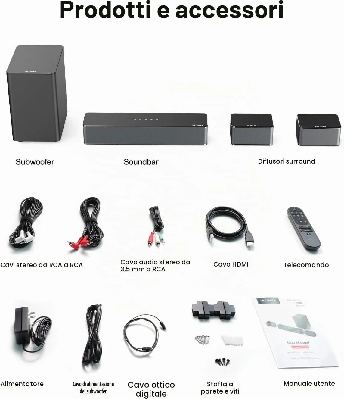 ULTIMEA Poseidon D60 Soundbar 5.1 Canali, Dolby Atmos, Subwoofer Wireless, 410W, HDMI-eARC - immagine 9