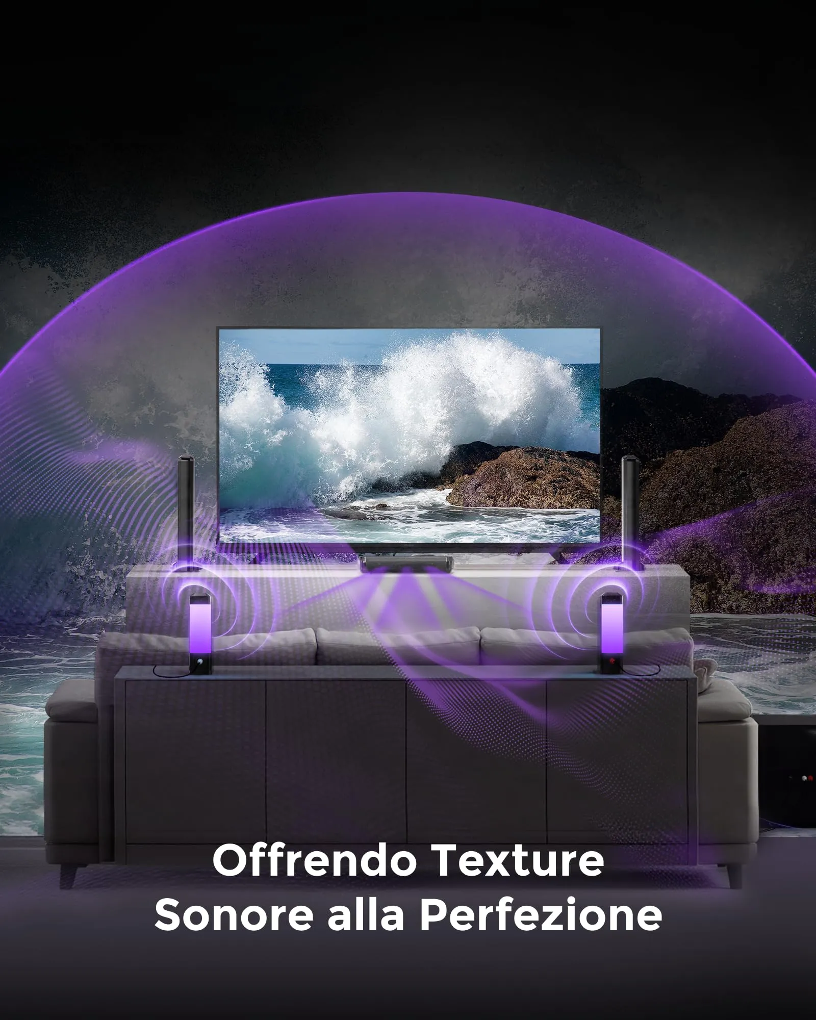 ULTIMEA Apollo S90 9.1ch Dolby Atmos Soundbar with 2 Rear Speakers, Detachable Sound Bar, 6.5" Subwoofer, RGB Lighting, 470W, App Control, HDMI/OPT/AUX/BT - immagine 3