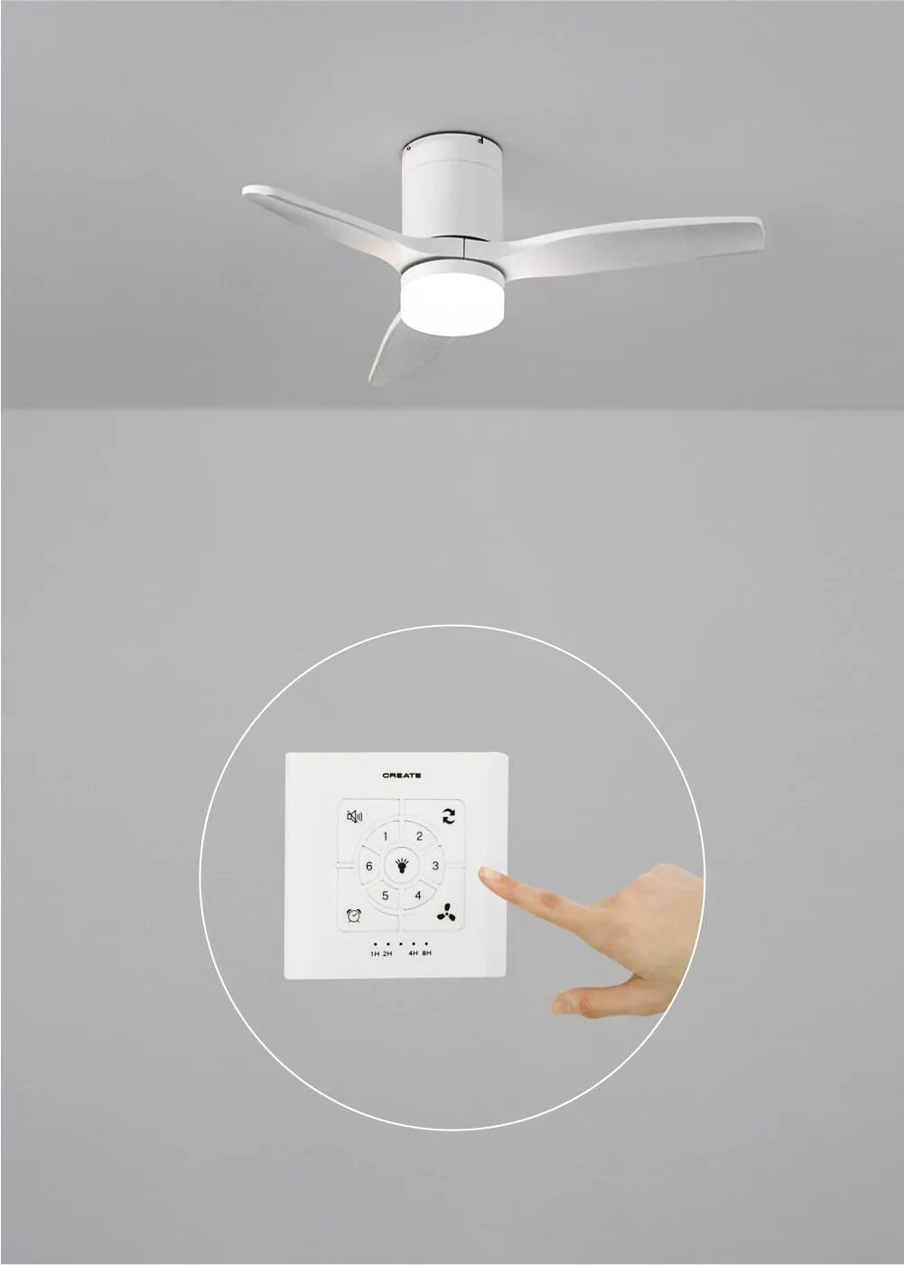 CREATE Windcalm Ventilatore da soffitto ABS con luce, Bianco, 40W, 112 cm, 6 velocità, 3 temperature di luce, telecomando - immagine 4