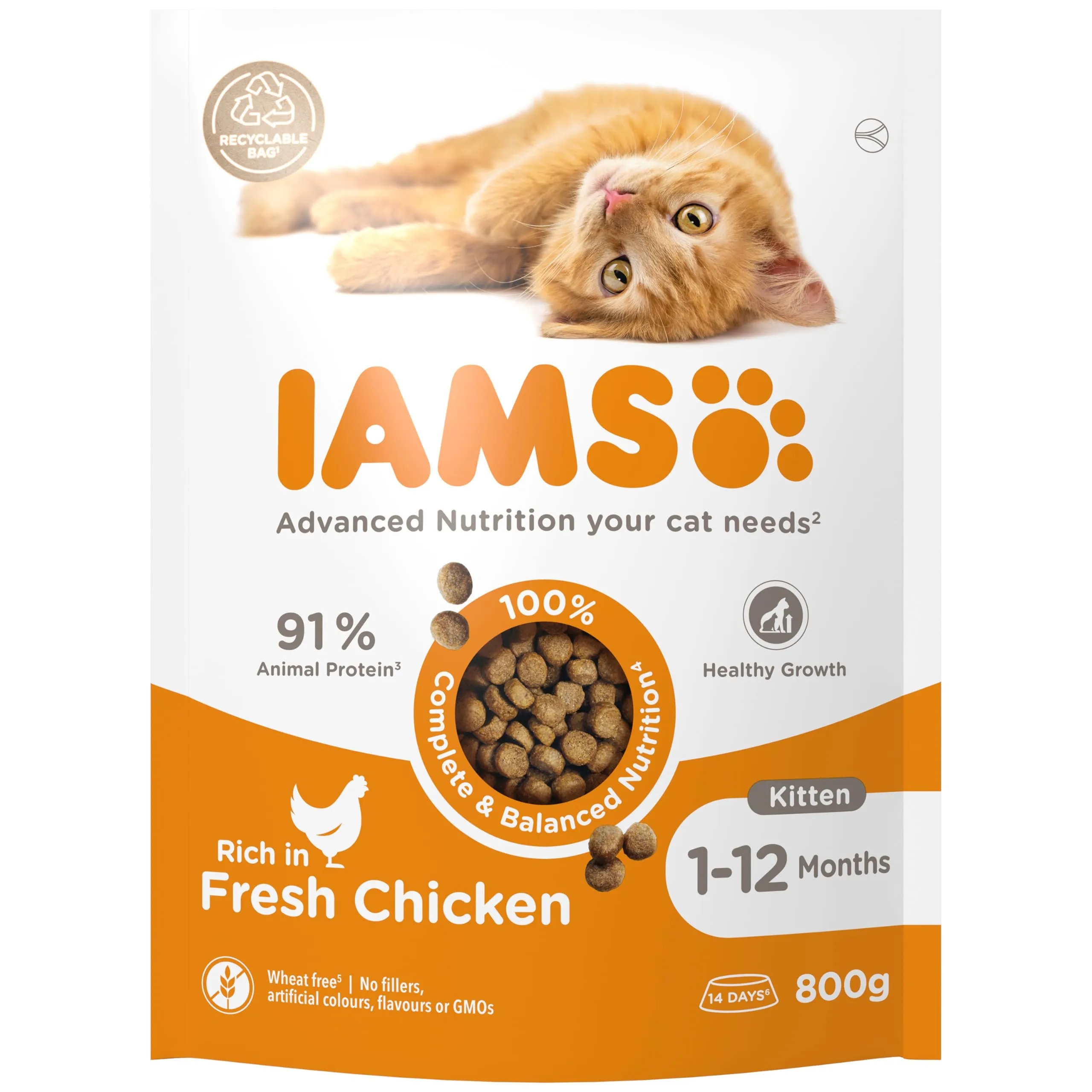 IAMS Cibo secco per gattini 1-12 mesi con pollo fresco, 800 g - immagine 2