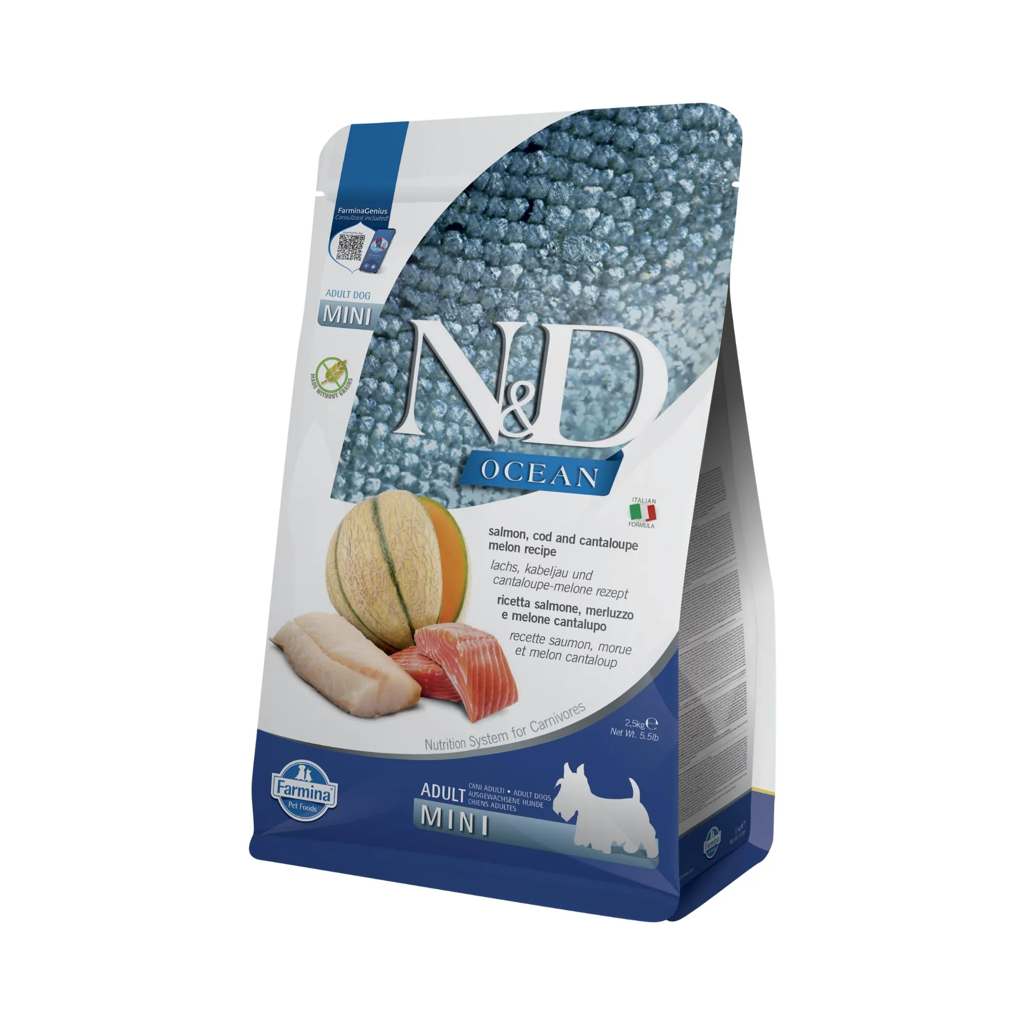 N&D Ocean Dog Salmon, Cod and Cantaloupe Melon Adult Mini, 2.5 kg - immagine 1