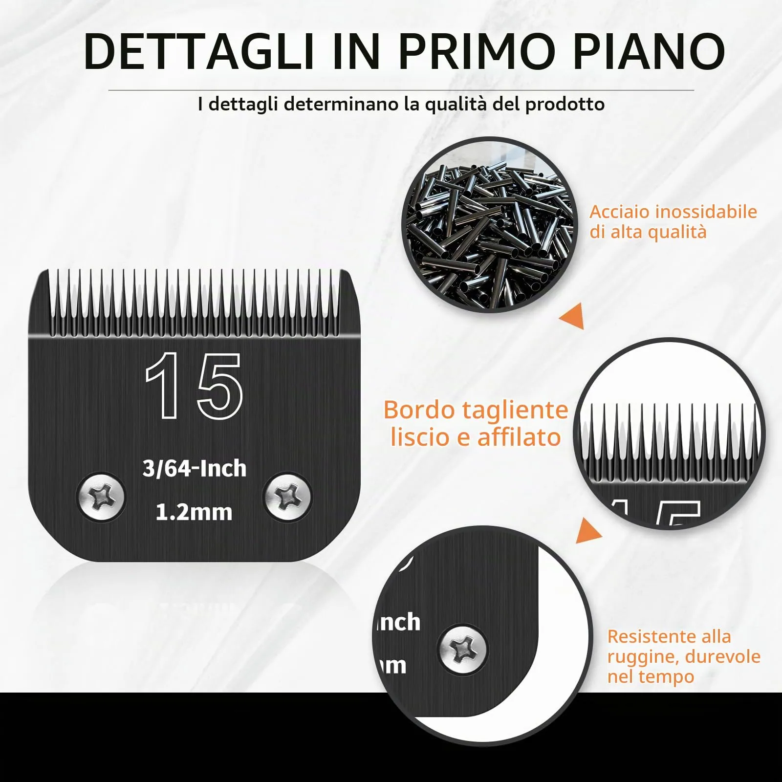 ZATEIRL Lame di Toelettatura 15# Staccabili per Cani, Acciaio 3/64 Pollici (1,2 mm), Compatibile con Andis, Oster A5, Wahl KM-10, Moser, Heiniger - Confezione da 3, Nero - immagine 2