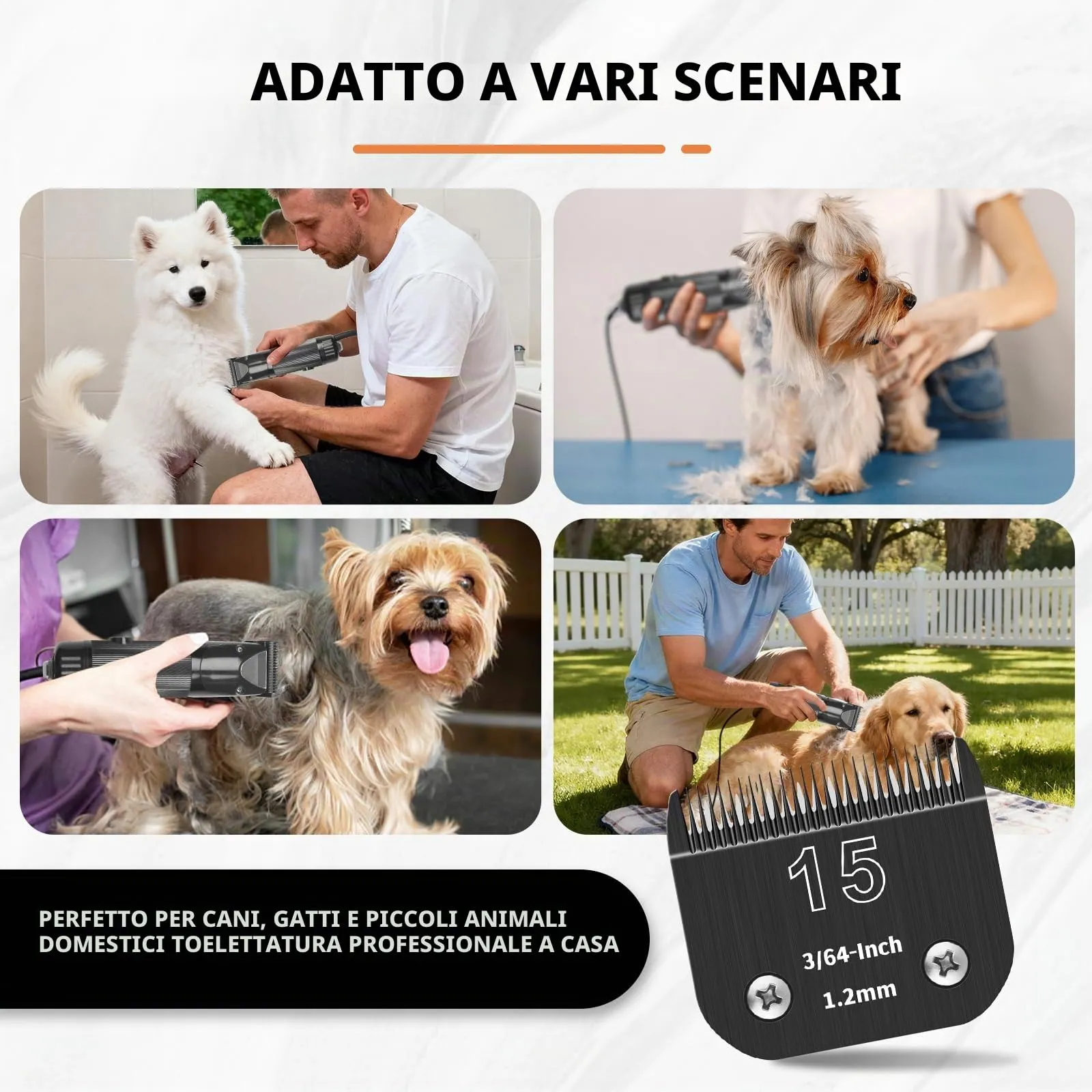 ZATEIRL Lame di Toelettatura 15# Staccabili per Cani, Acciaio 3/64 Pollici (1,2 mm), Compatibile con Andis, Oster A5, Wahl KM-10, Moser, Heiniger - Confezione da 3, Nero - immagine 3