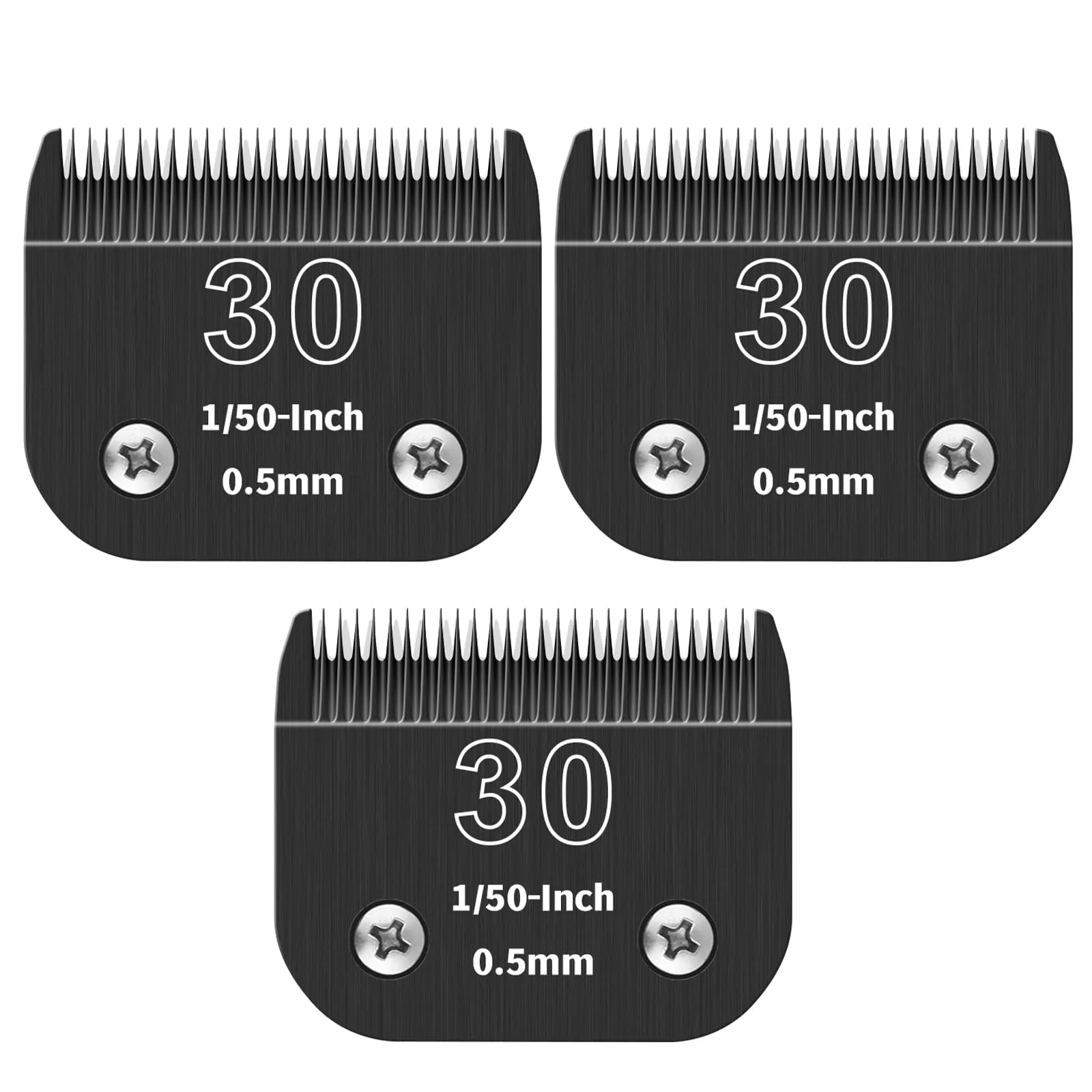 ZATEIRL Lame di Toelettatura Staccabili per Cani 30# (0,5 mm), Confezione da 3 - Compatibile con Andis, Oster A5, Wahl KM-10, Moser, Heiniger - Nero - immagine 1