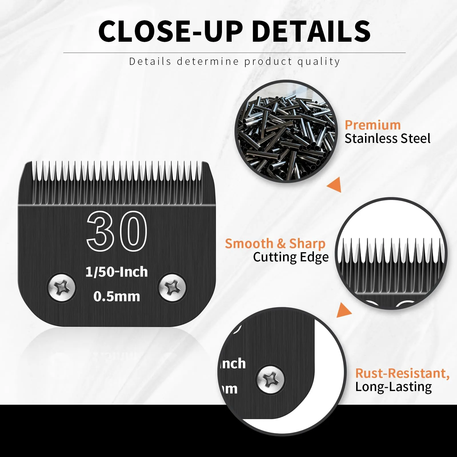 ZATEIRL Lame di Toelettatura Staccabili per Cani 30# (0,5 mm), Confezione da 3 - Compatibile con Andis, Oster A5, Wahl KM-10, Moser, Heiniger - Nero - immagine 2