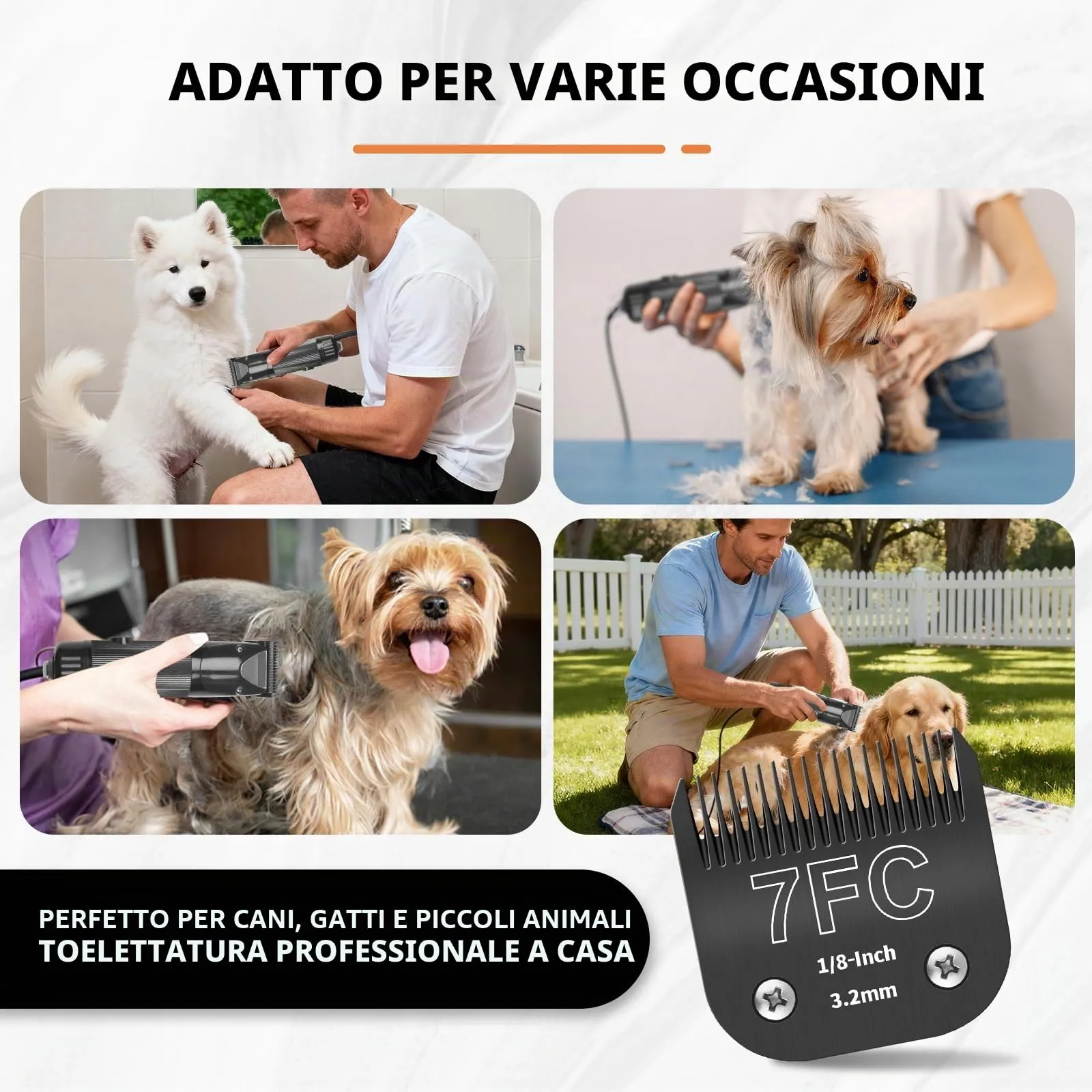 ZATEIRL Lame di Toelettatura 7FC per Cani, Acciaio 3,2 mm (1/8 Pollici), Compatibile con Andis, Oster A5, Wahl KM-10, Moser, Heiniger - Confezione da 3, Nero - immagine 3