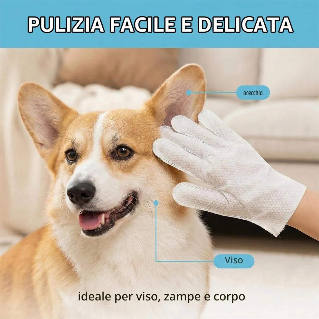 WeddHuis Guanti Salviette per Cani e Gatti, Cura Quotidiana e Viaggi Senza Risciacquo - immagine 4