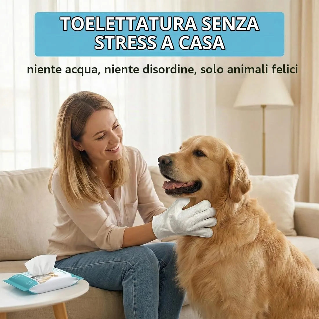 WeddHuis Guanti Salviette per Cani e Gatti, Cura Quotidiana e Viaggi Senza Risciacquo - immagine 6