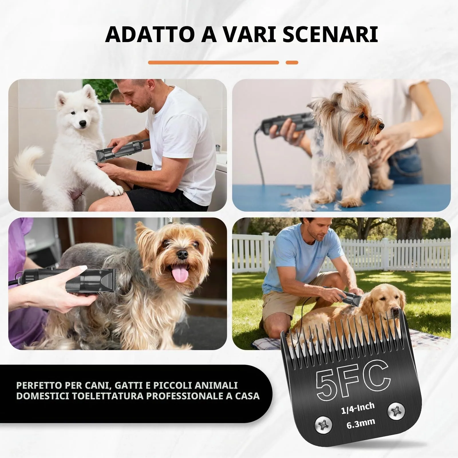 ZATEIRL Lame di Toelettatura 5FC per Cani, Acciaio 1/4 Pollici (6,3 mm), Compatibile con Andis, Oster A5, Wahl KM-10, Moser, Heiniger, Confezione da 3, Nero - immagine 3