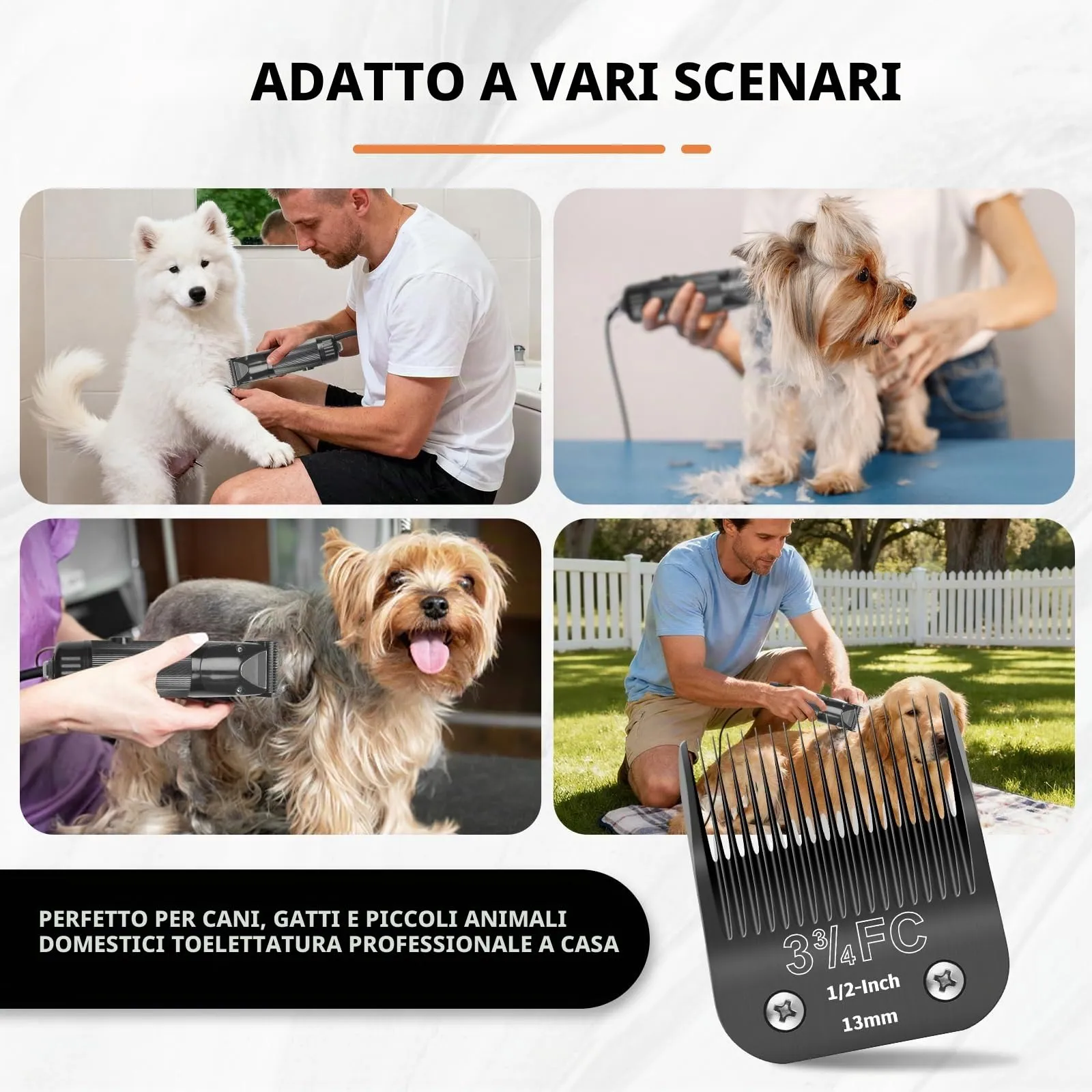 ZATEIRL Lame di Toelettatura 3-3/4FC per Cani, Acciaio 1/2 Pollice (13 mm), Compatibile con Andis, Oster A5, Wahl KM-10, Moser, Heiniger - Confezione da 3, Nero - immagine 3