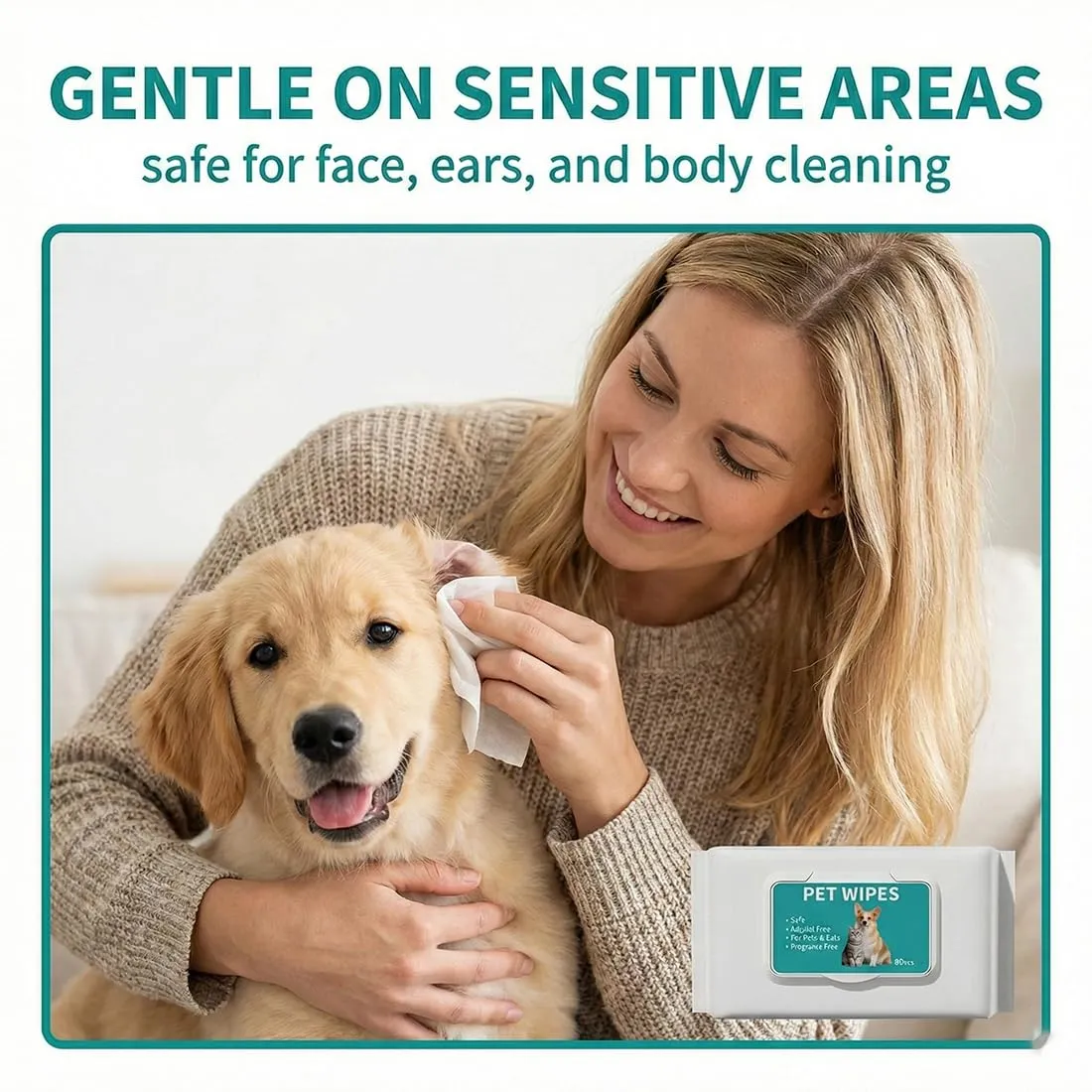 WeddHuis Salviettine Umidificate per Cani e Gatti, Ipoallergeniche e Detergenti, 80 Pezzi - immagine 5
