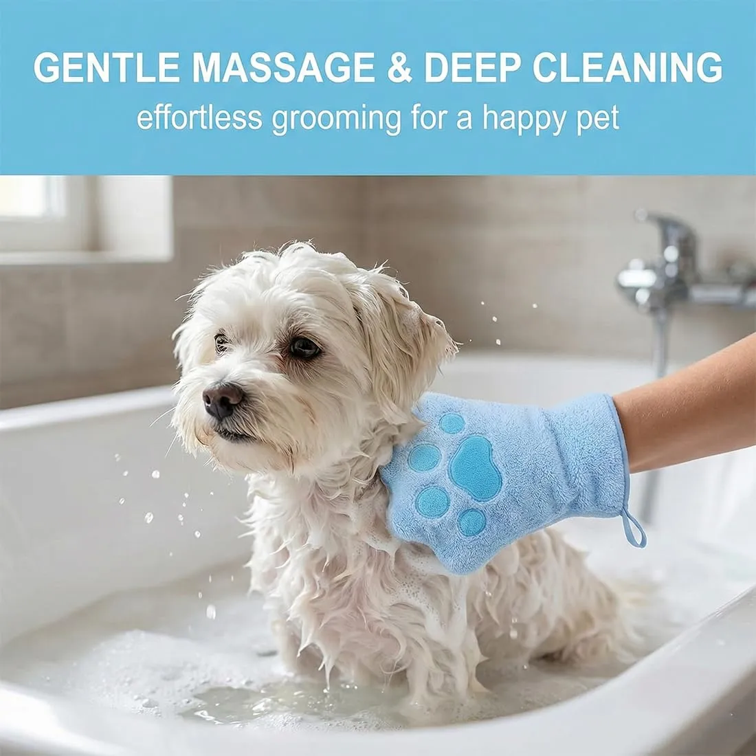 WeddHuis Guanti per la Pulizia di Animali Domestici in Microfibra, 2 Pezzi (Blu) - immagine 4