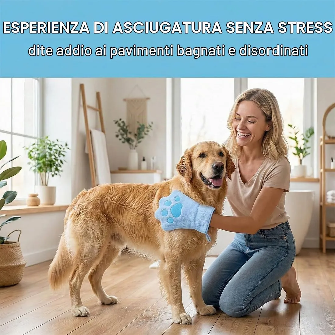 WeddHuis Guanti per la Pulizia di Animali Domestici in Microfibra, 2 Pezzi (Blu) - immagine 5