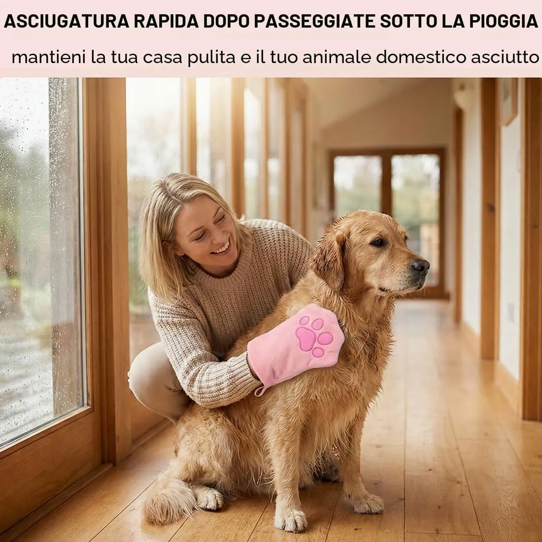 WeddHuis Guanti per la Pulizia di Animali Domestici in Microfibra, 2 Pezzi (Rosa) - immagine 5