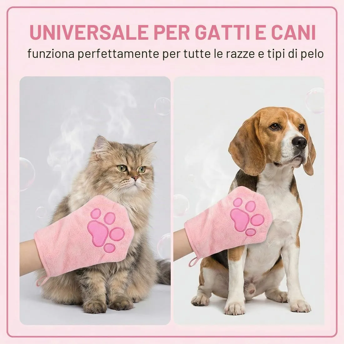 WeddHuis Guanti per la Pulizia di Animali Domestici in Microfibra, 2 Pezzi (Rosa) - immagine 6