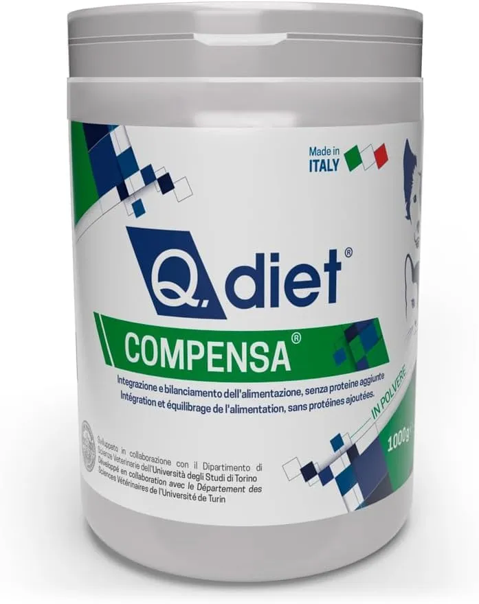 Q Diet Compensa Cane e Gatto, 1kg in Polvere - Mangime Complementare - immagine 1