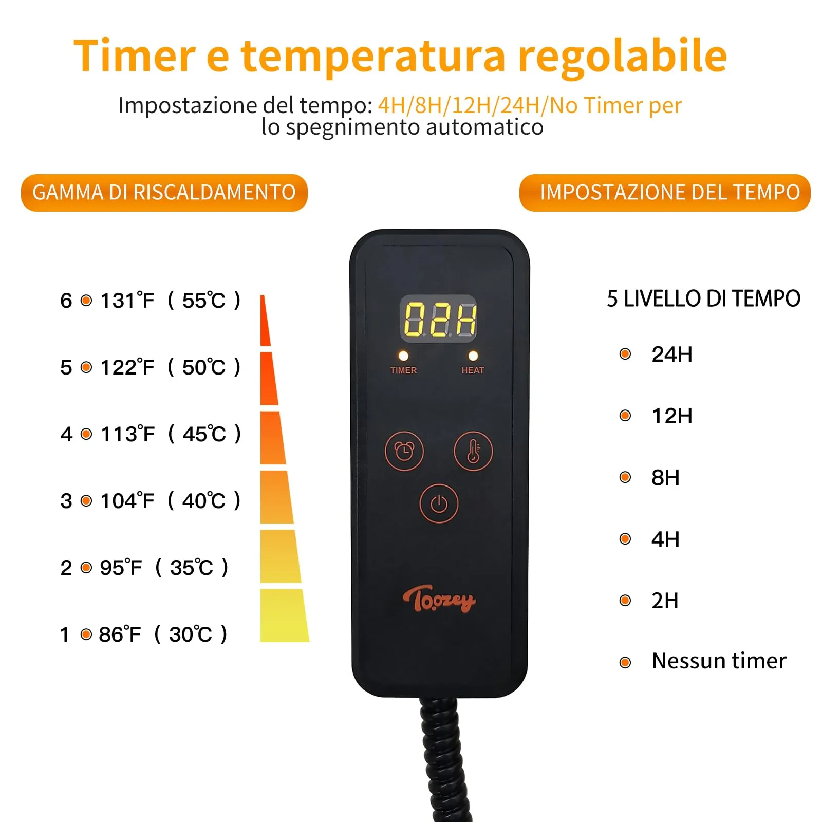 Toozey Tappetino riscaldante per cani e gatti, 70 x 40 cm, Temperatura e Timer Regolabili - immagine 4