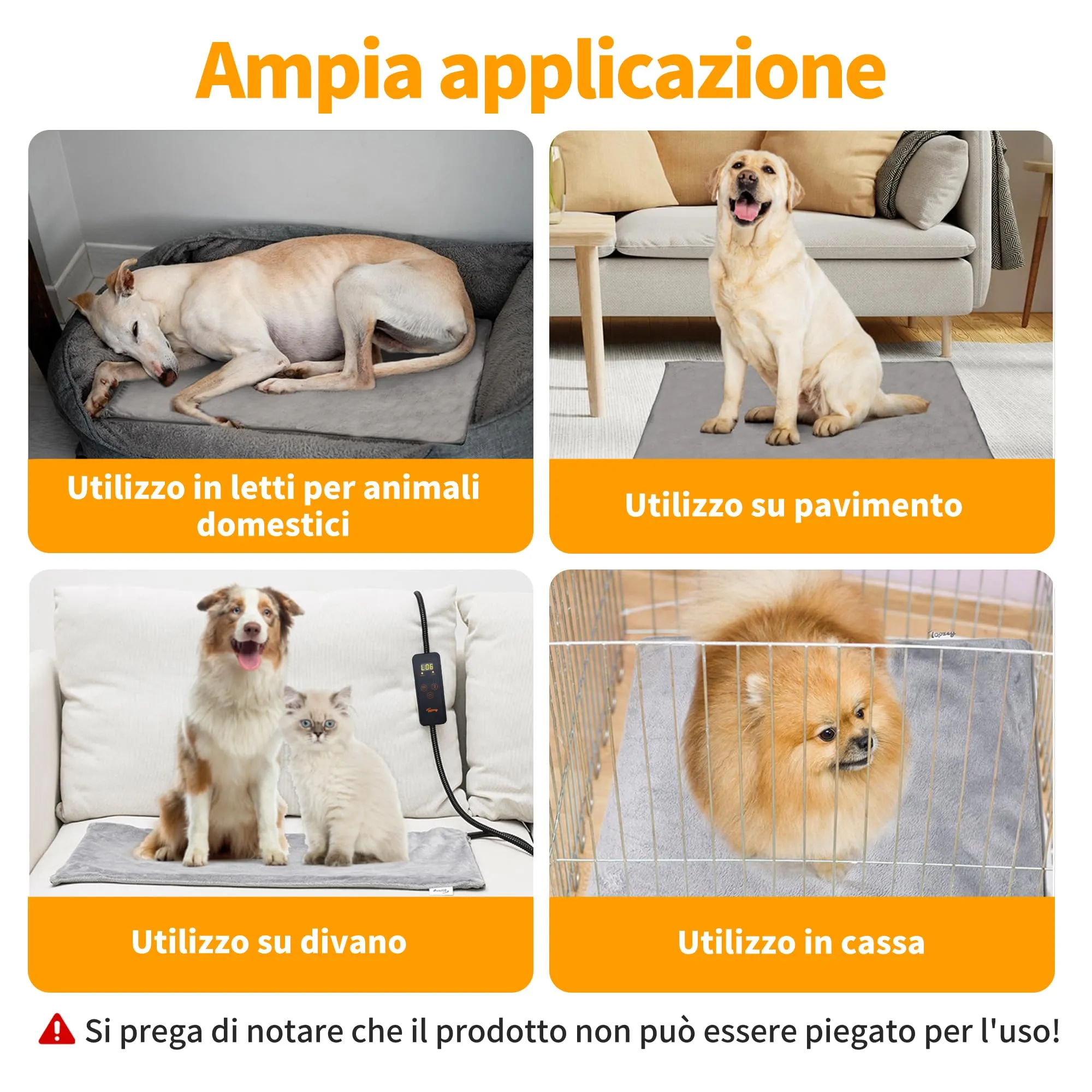 Toozey Tappetino riscaldante per cani e gatti, 70 x 40 cm, Temperatura e Timer Regolabili - immagine 8