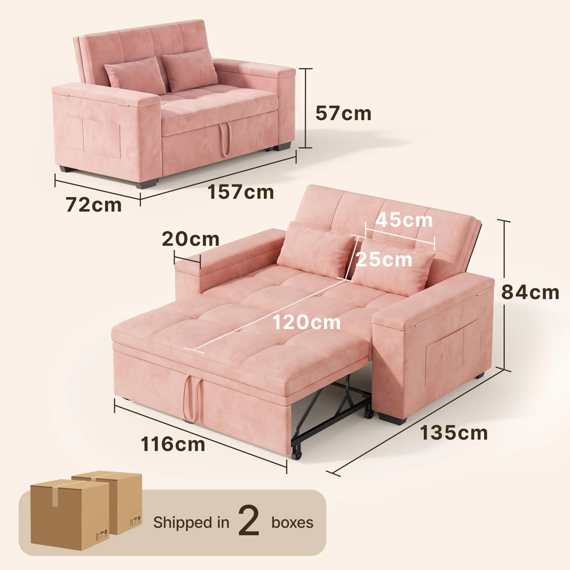 Xbro Divano Letto 2 Posti Convertibile 175x116 cm - immagine 3