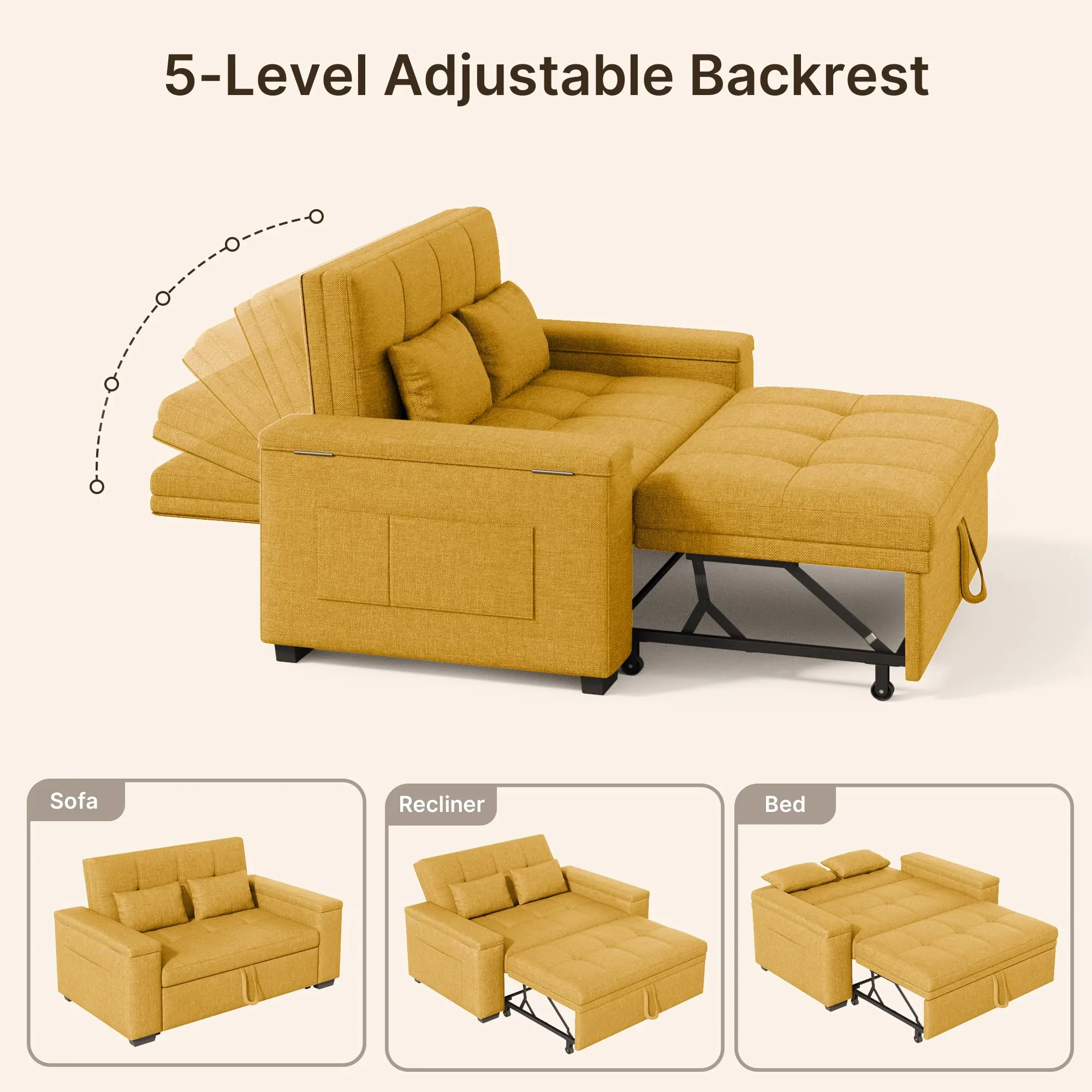 Xbro Divano Letto 2 Posti Convertibile, Letto Esteso 175x116 cm - immagine 9