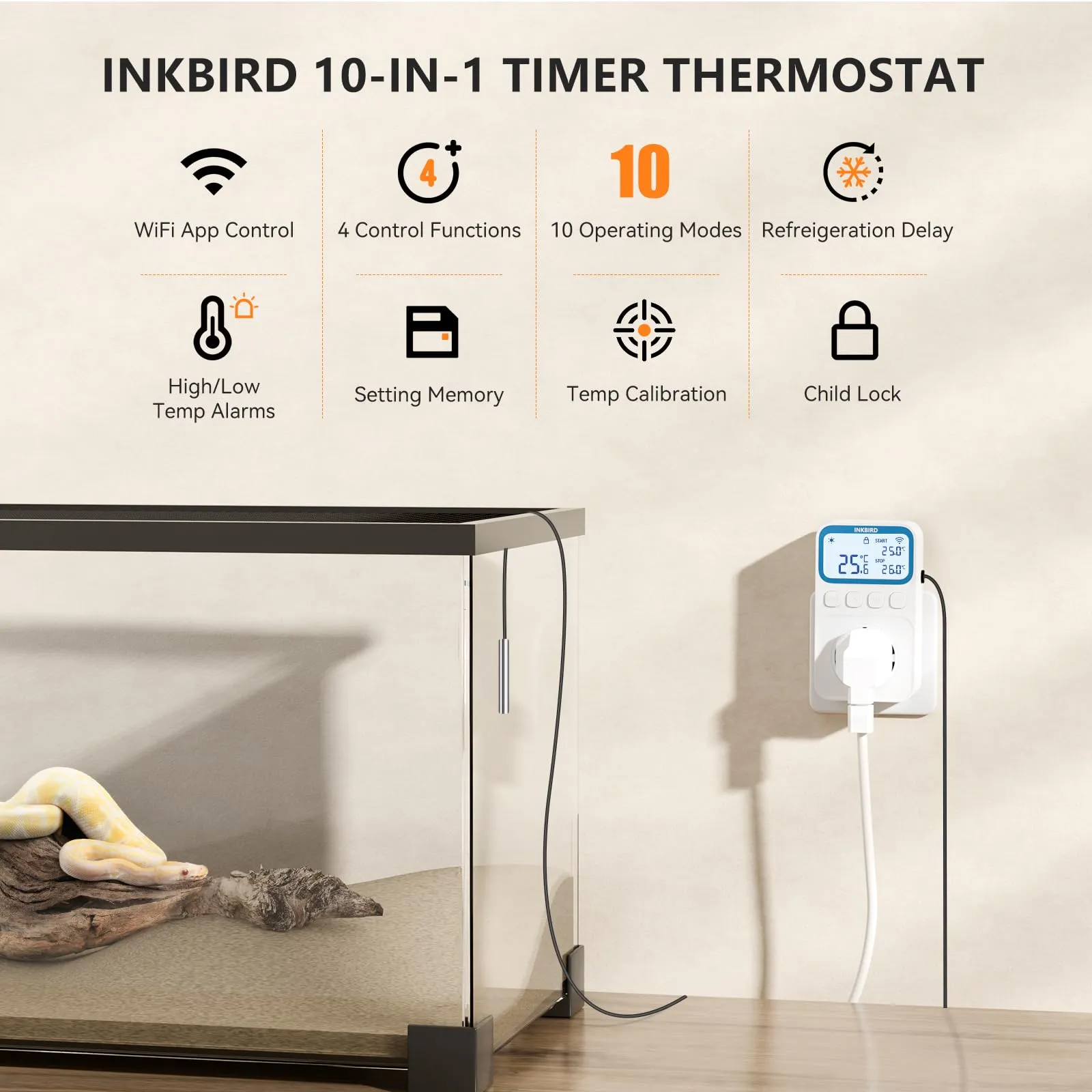 Inkbird C236T WiFi Termostato con Sonda, Regolatore di Temperatura per Riscaldamento e Raffreddamento, LCD Display - immagine 4