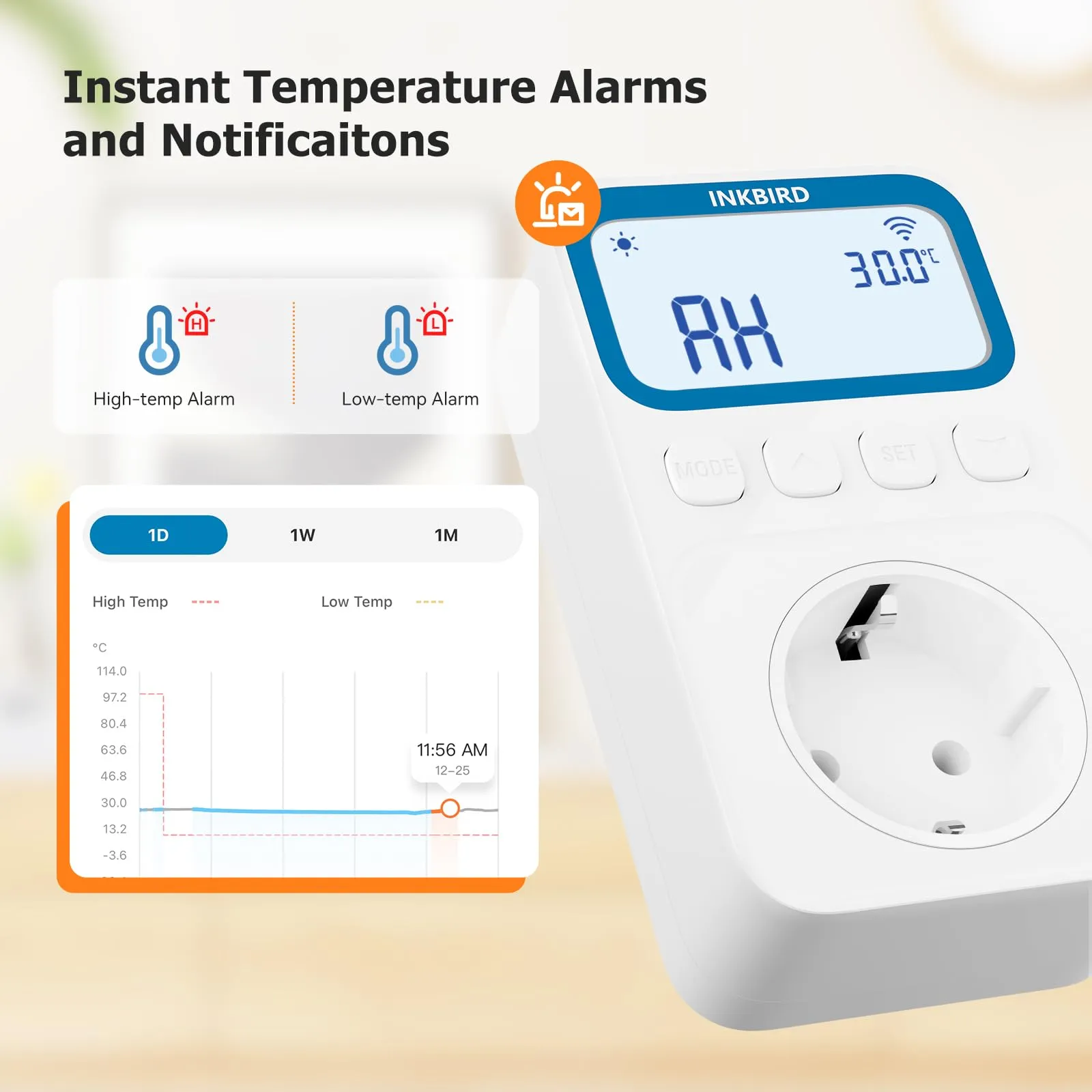 Inkbird C236T WiFi Termostato con Sonda, Regolatore di Temperatura per Riscaldamento e Raffreddamento, LCD Display - immagine 8