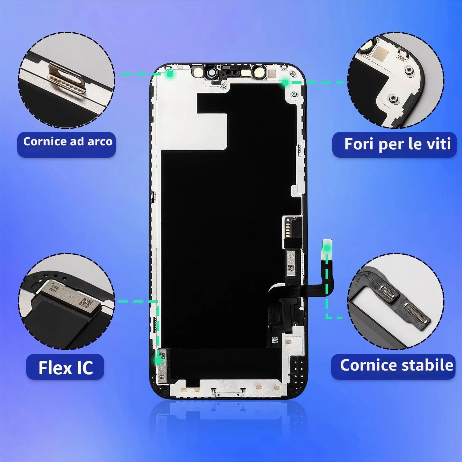 Brinonac Display LCD Full HD per iPhone 12/12 Pro 6,1 Pollici, Set Digitalizzatore Touch con Attrezzi di Riparazione - immagine 8