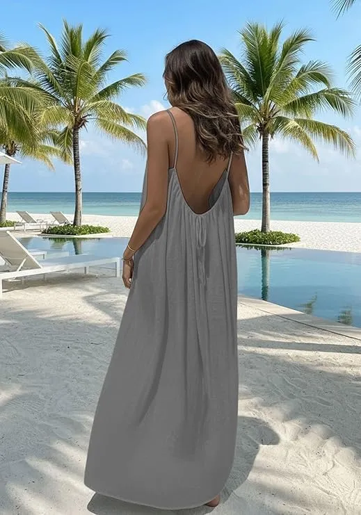 ABINGOO Vestito Estivo Lungo Donna Schiena Scoperta Maxi Abito - immagine 5