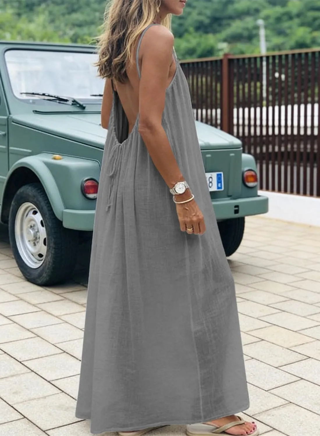 ABINGOO Vestito Estivo Lungo Donna Schiena Scoperta Maxi Abito - immagine 6